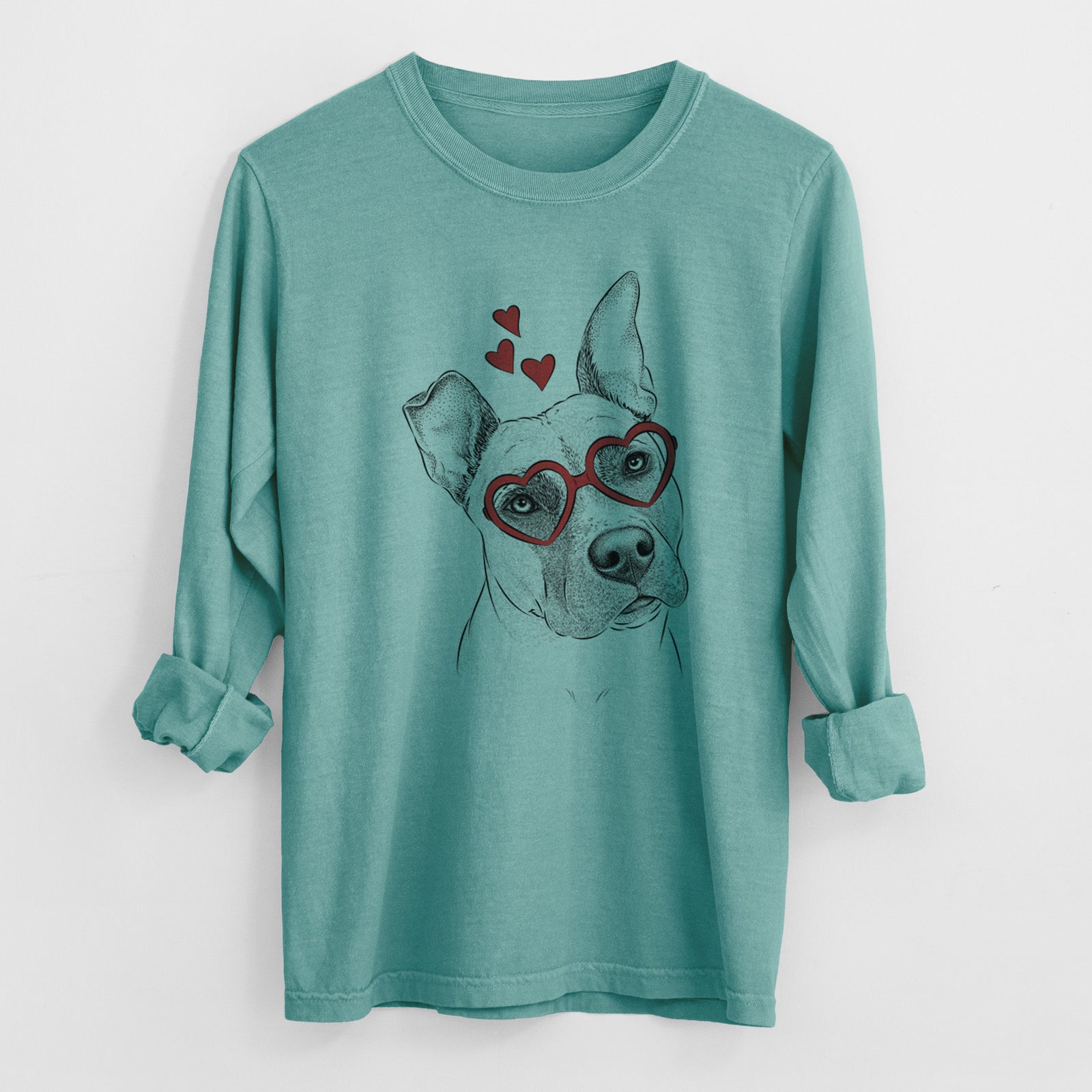 Valentine Ivy the Pitbull Mix - Heavyweight 100% Cotton Long Sleeve