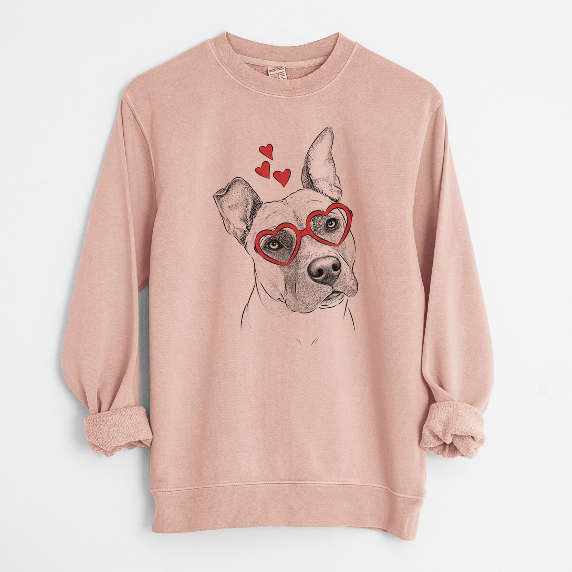 Valentine Ivy the Pitbull Mix - Unisex Pigment Dyed Crew Sweatshirt