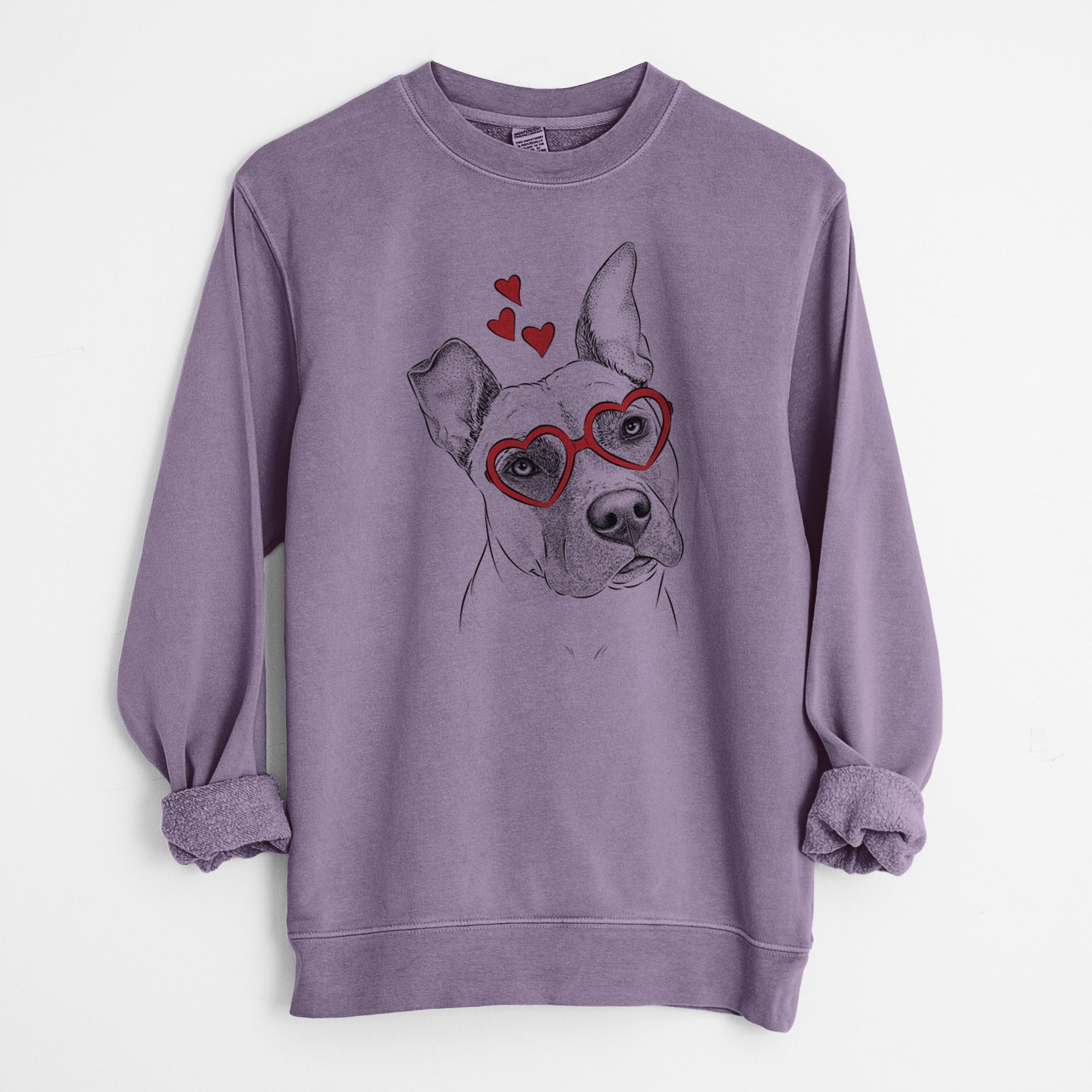 Valentine Ivy the Pitbull Mix - Unisex Pigment Dyed Crew Sweatshirt