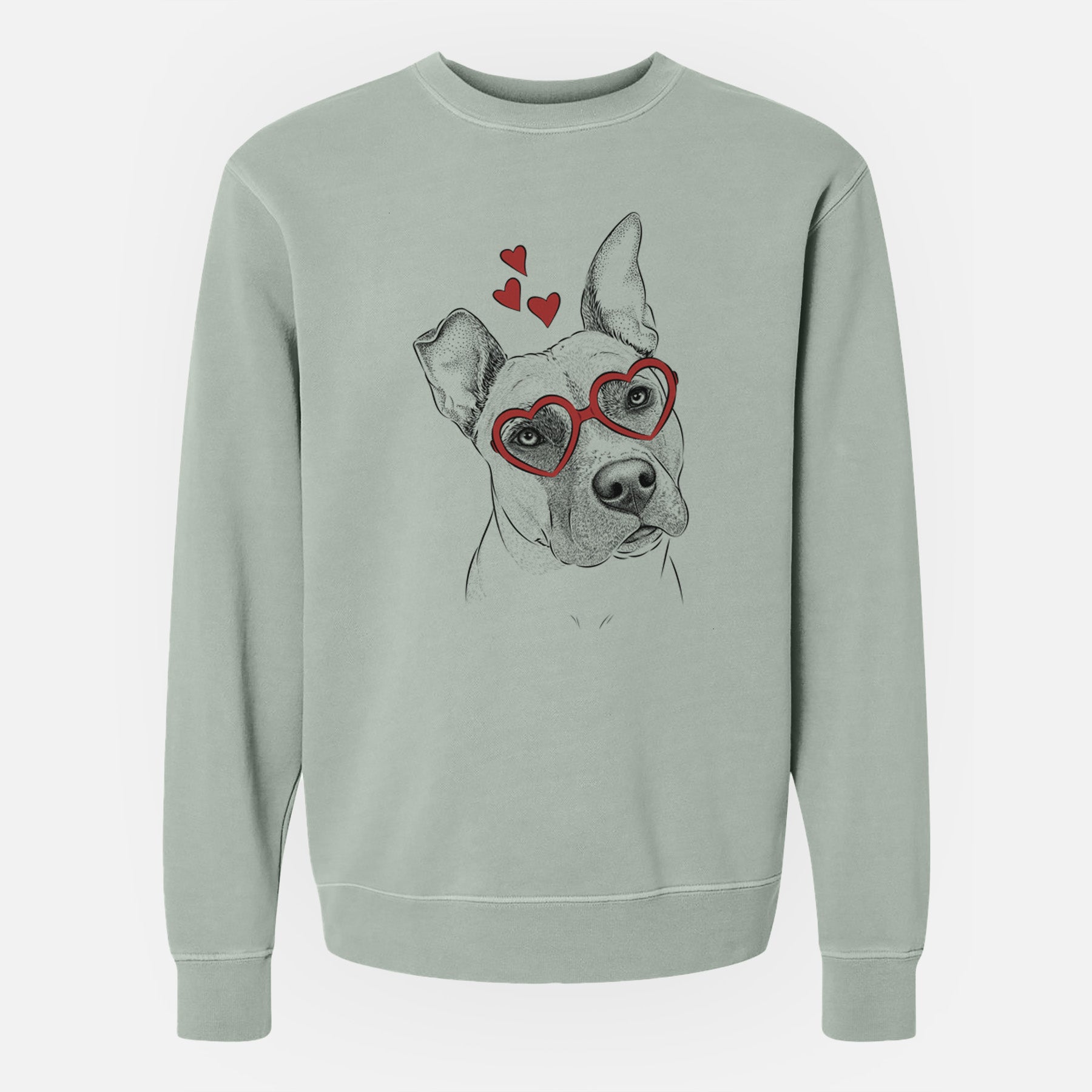 Valentine Ivy the Pitbull Mix - Unisex Pigment Dyed Crew Sweatshirt