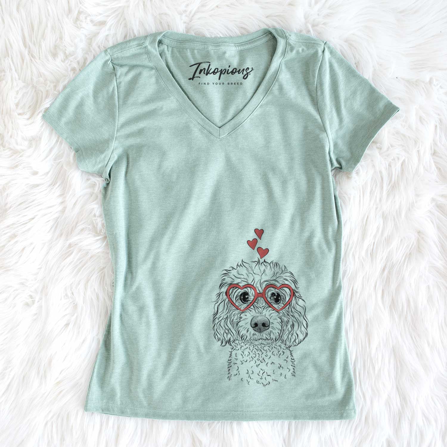 Valentine Izzie the Cavachon - Women's V-neck Shirt