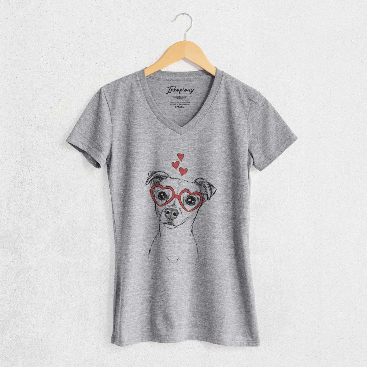 Valentine Izzy the Chiweenie - Women's V-neck Shirt