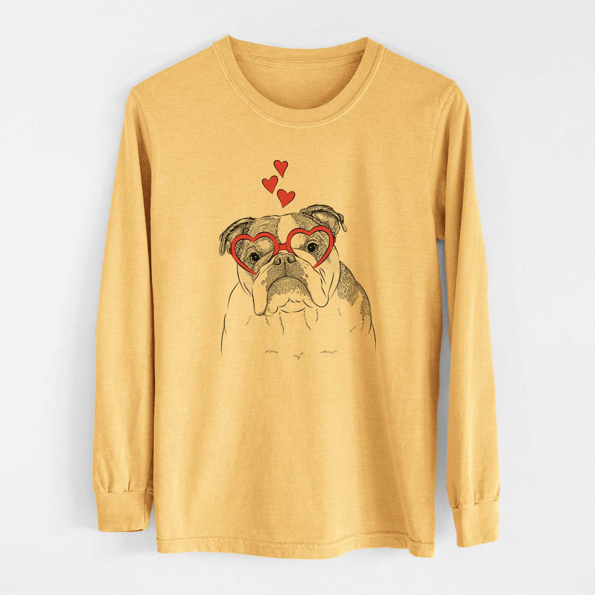 Valentine Jack the English Bulldog - Heavyweight 100% Cotton Long Sleeve