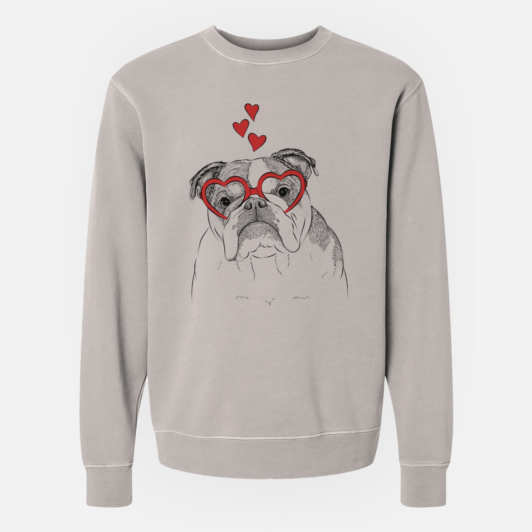 Valentine Jack the English Bulldog - Unisex Pigment Dyed Crew Sweatshirt