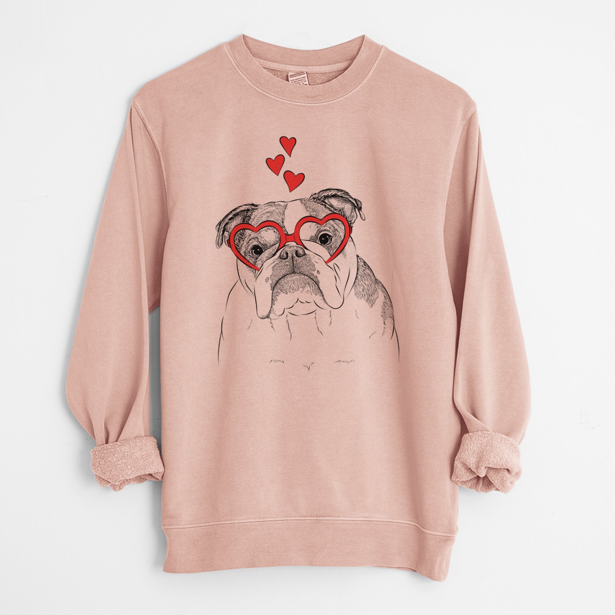 Valentine Jack the English Bulldog - Unisex Pigment Dyed Crew Sweatshirt