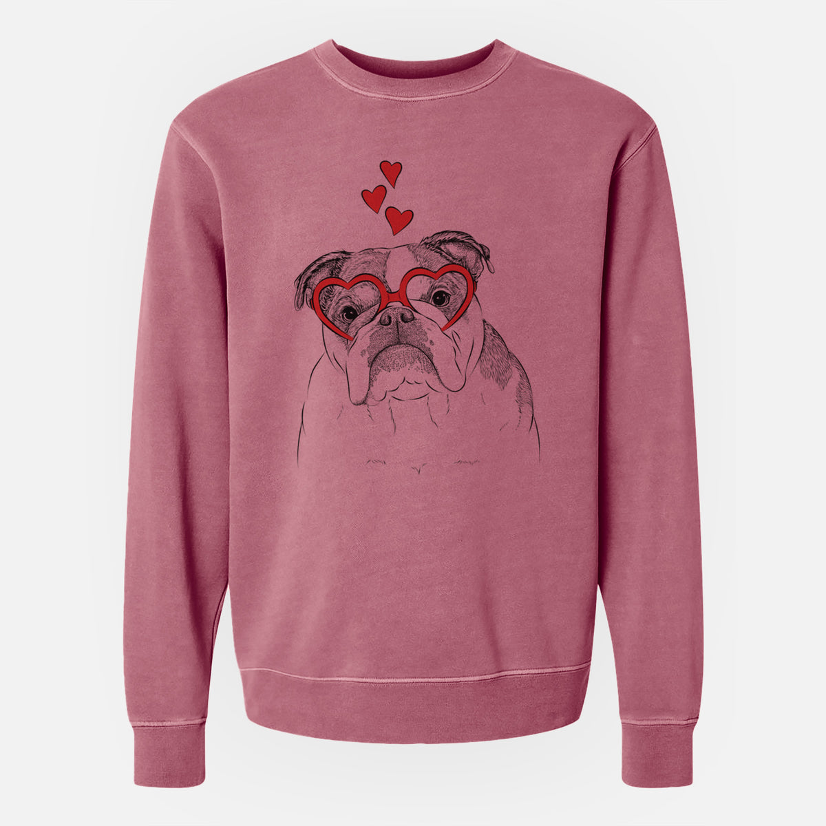 Valentine Jack the English Bulldog - Unisex Pigment Dyed Crew Sweatshirt