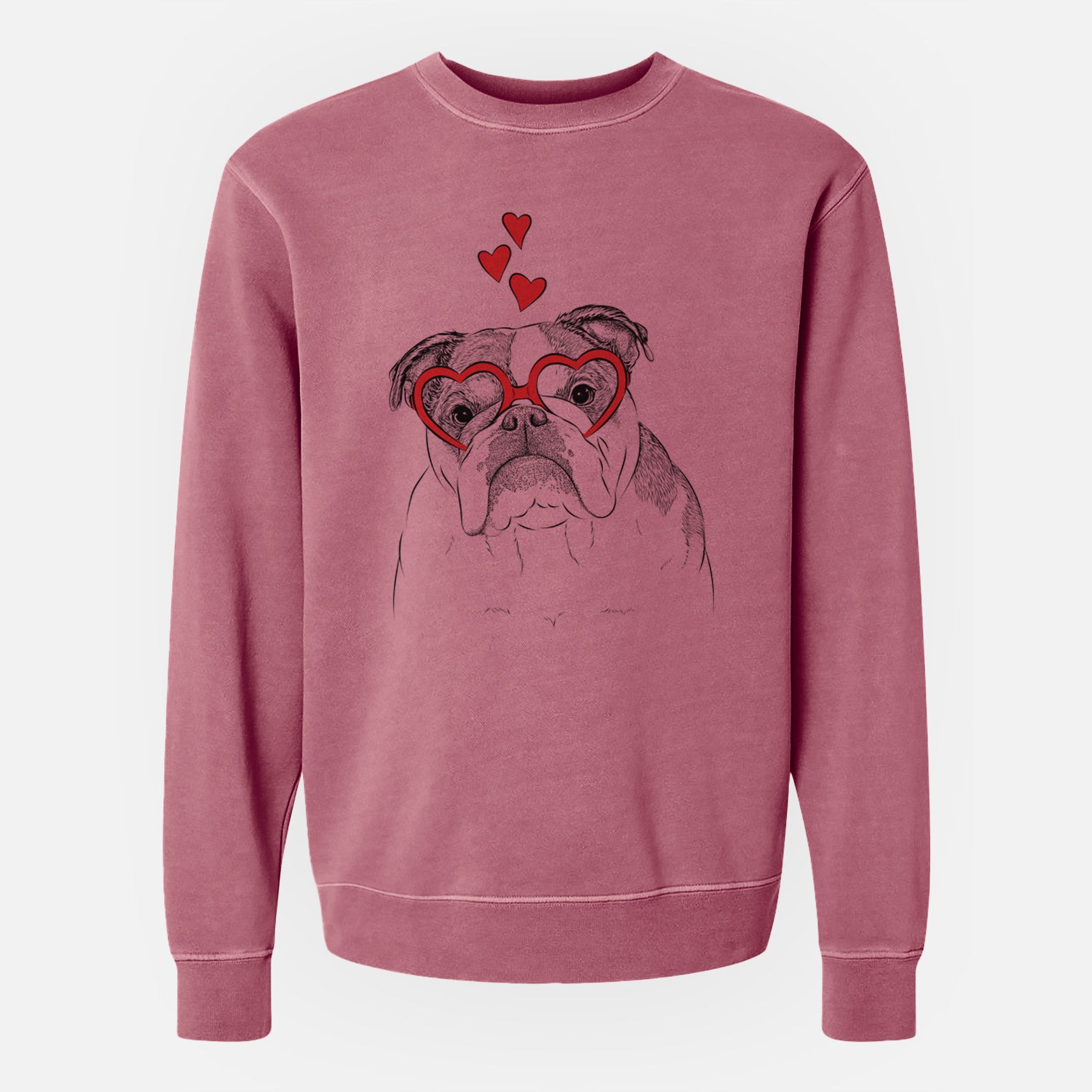 Valentine Jack the English Bulldog - Unisex Pigment Dyed Crew Sweatshirt