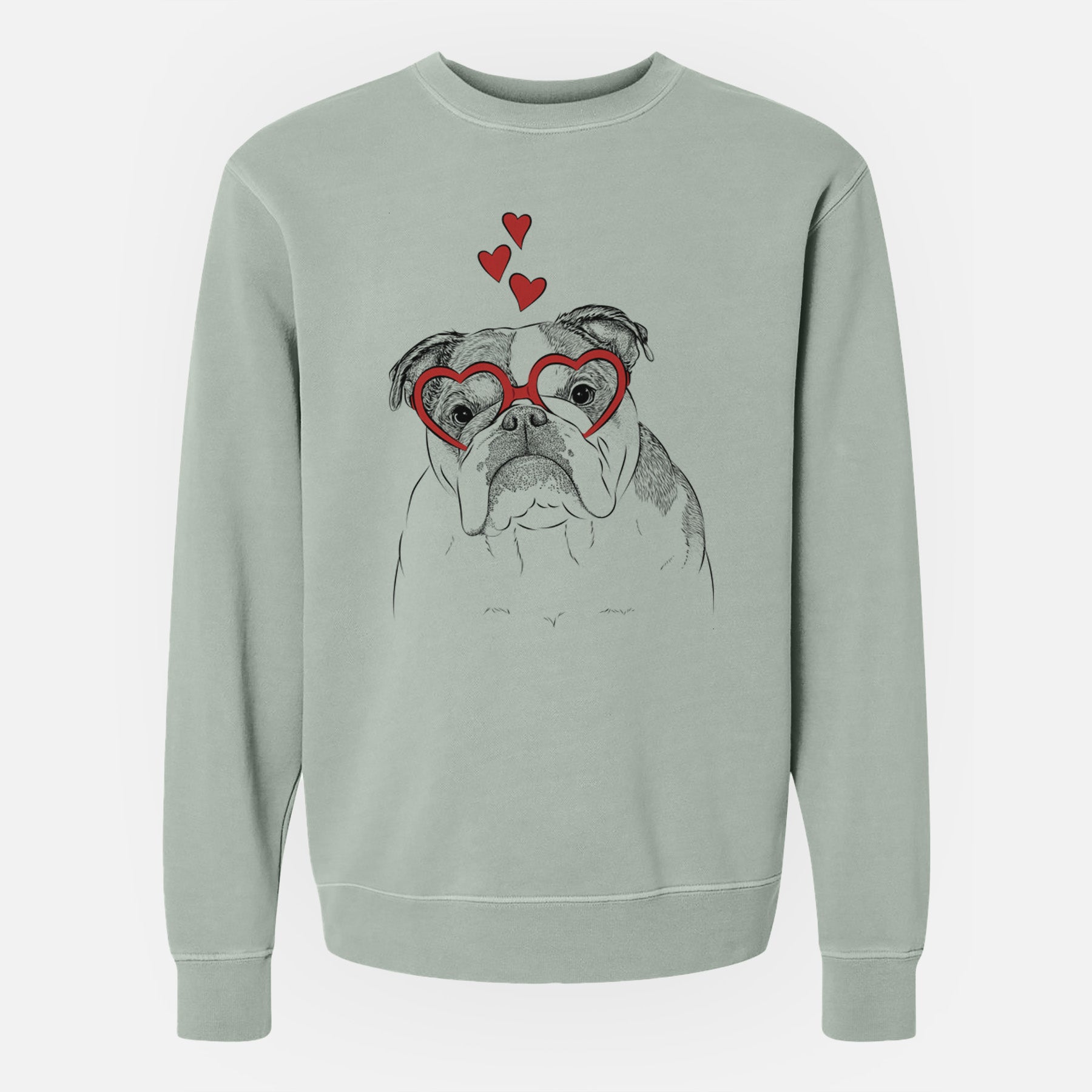 Valentine Jack the English Bulldog - Unisex Pigment Dyed Crew Sweatshirt