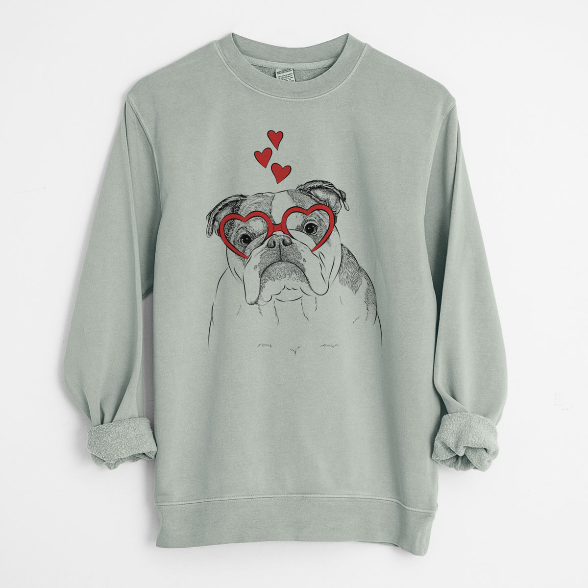 Valentine Jack the English Bulldog - Unisex Pigment Dyed Crew Sweatshirt