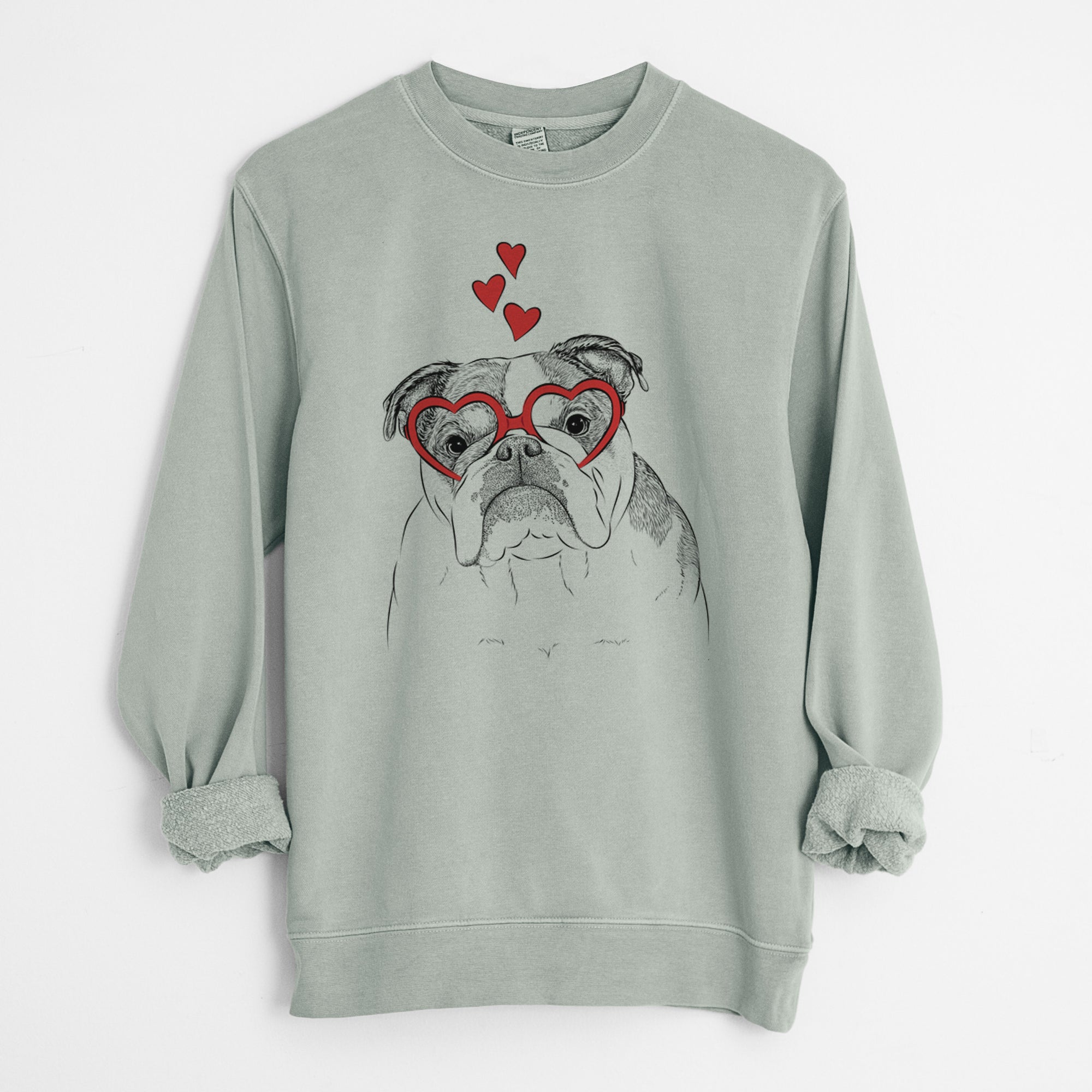 Valentine Jack the English Bulldog - Unisex Pigment Dyed Crew Sweatshirt