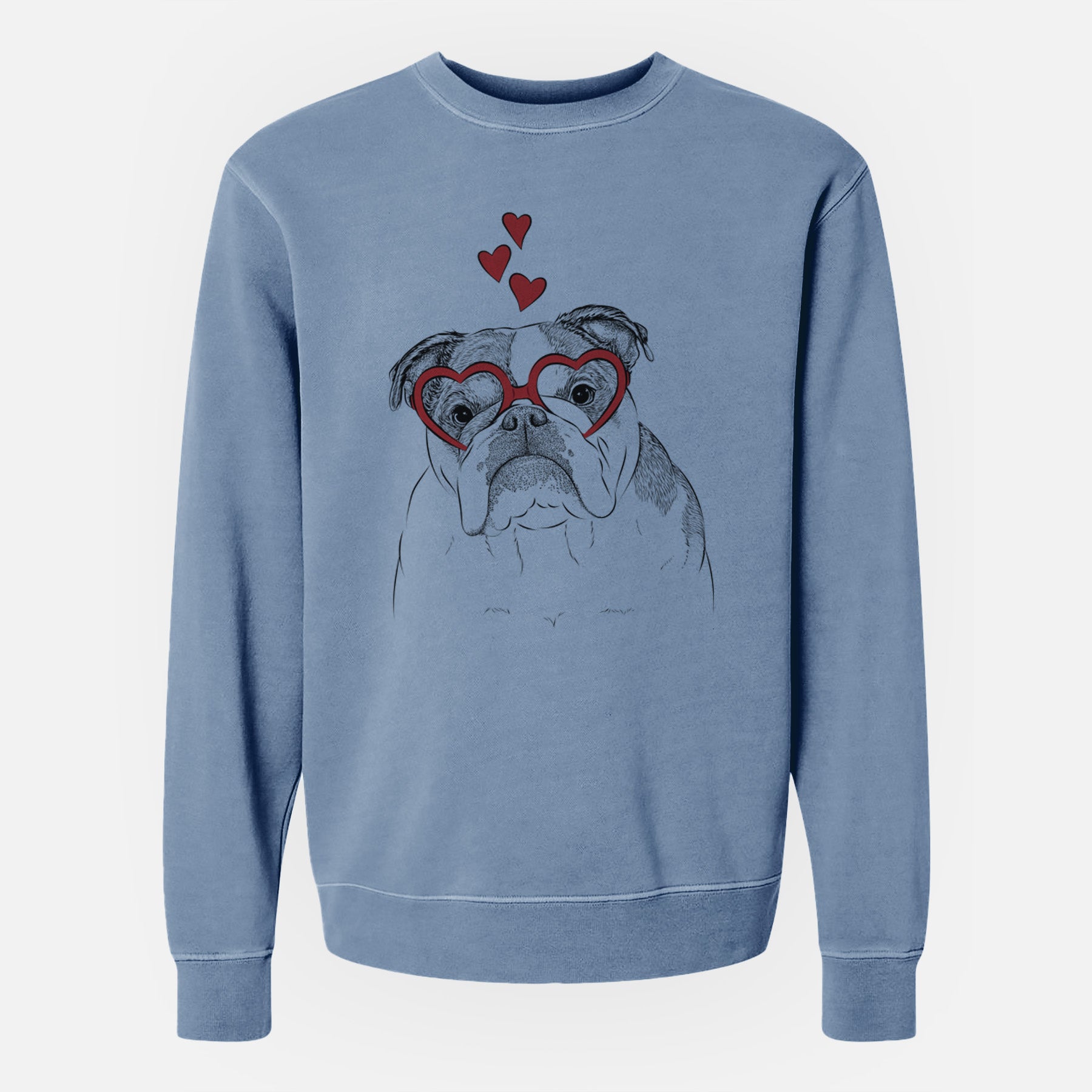 Valentine Jack the English Bulldog - Unisex Pigment Dyed Crew Sweatshirt