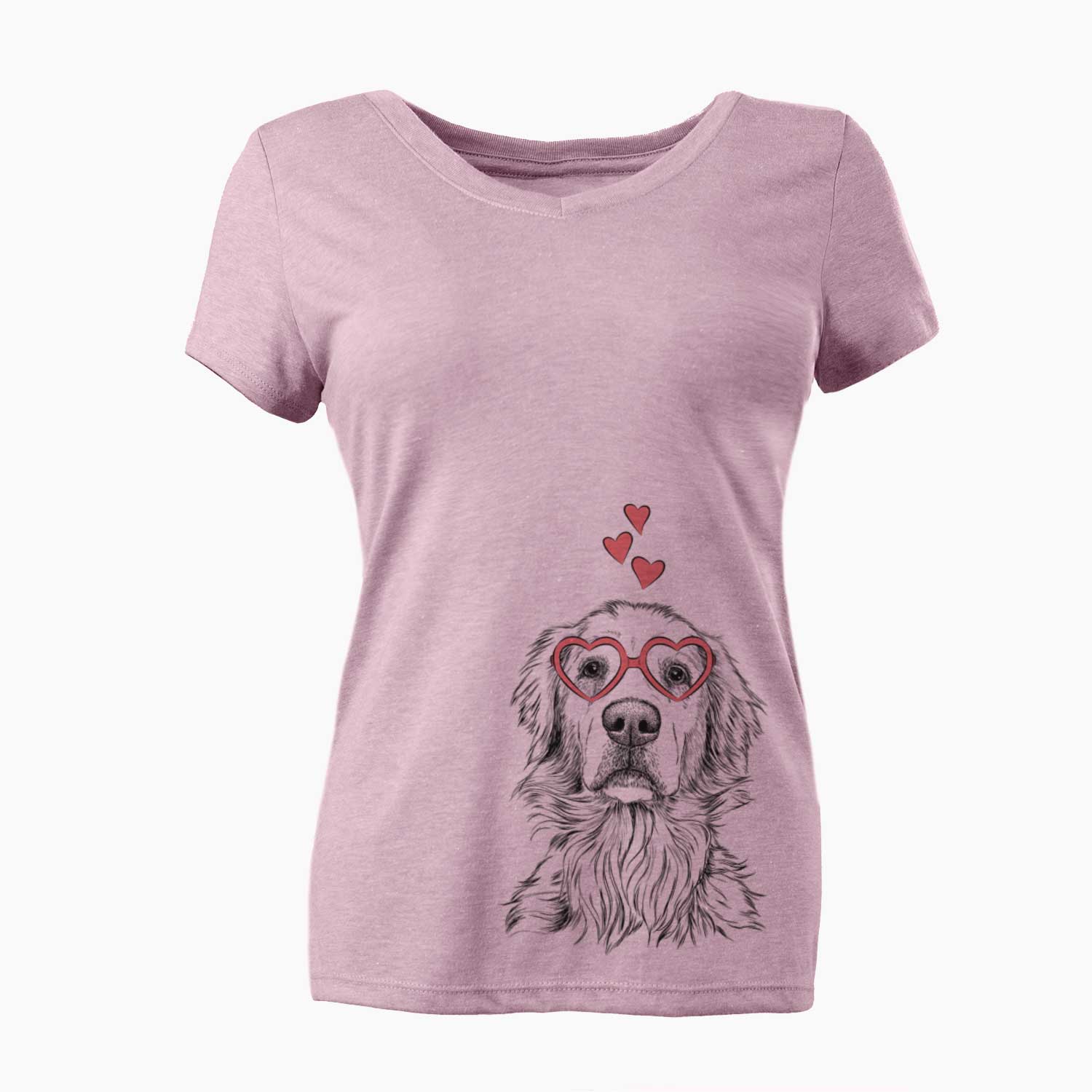 Valentine Jake aroni the Golden Retriever - Women's V-neck Shirt