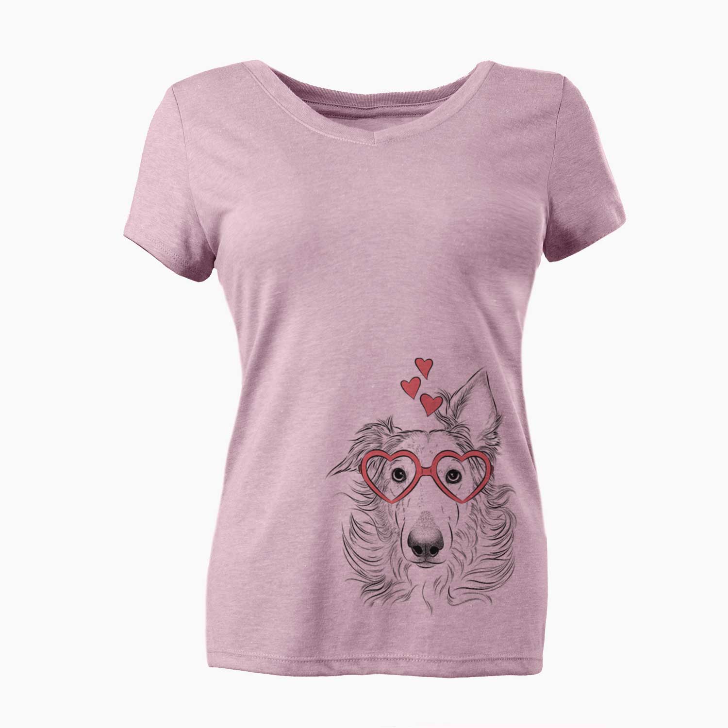 Valentine Jasha the Borzoi - Women's V-neck Shirt