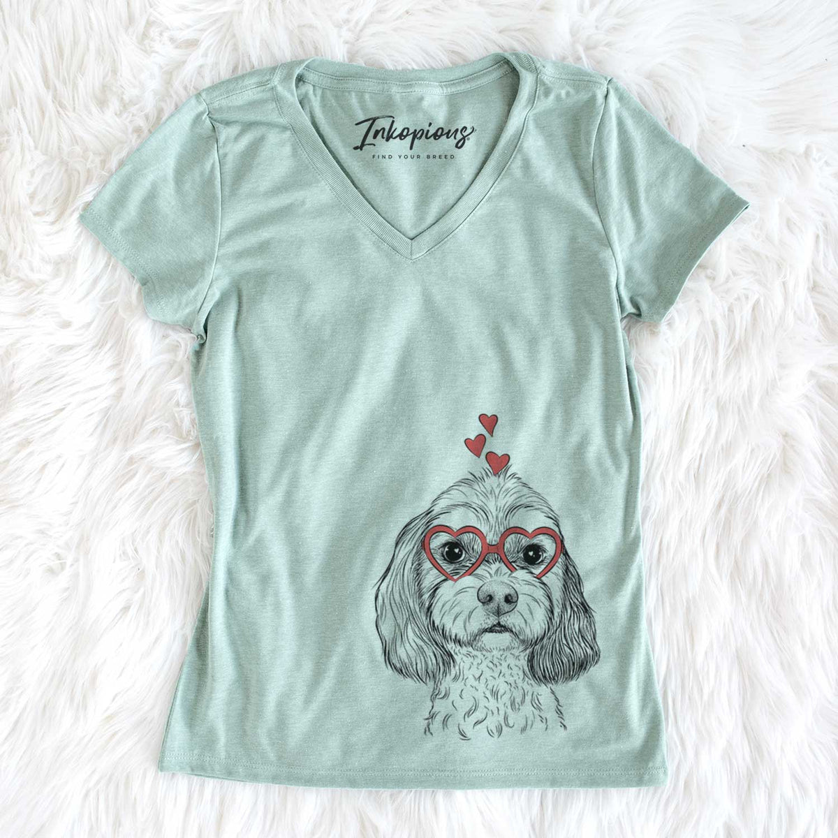 Valentine Jasper Diggins the Cavapoo - Women&#39;s V-neck Shirt