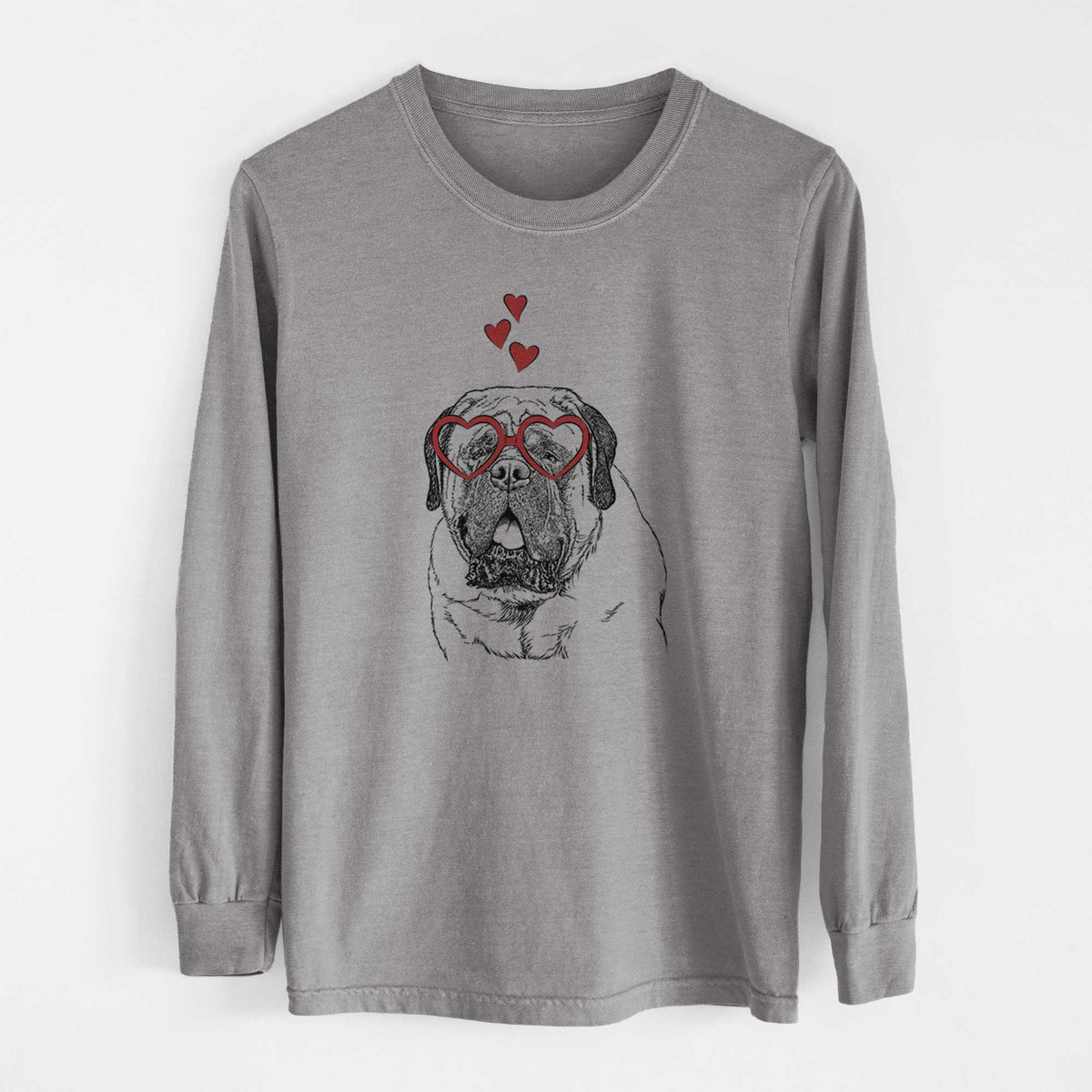 Valentine Jed the English Mastiff - Heavyweight 100% Cotton Long Sleeve