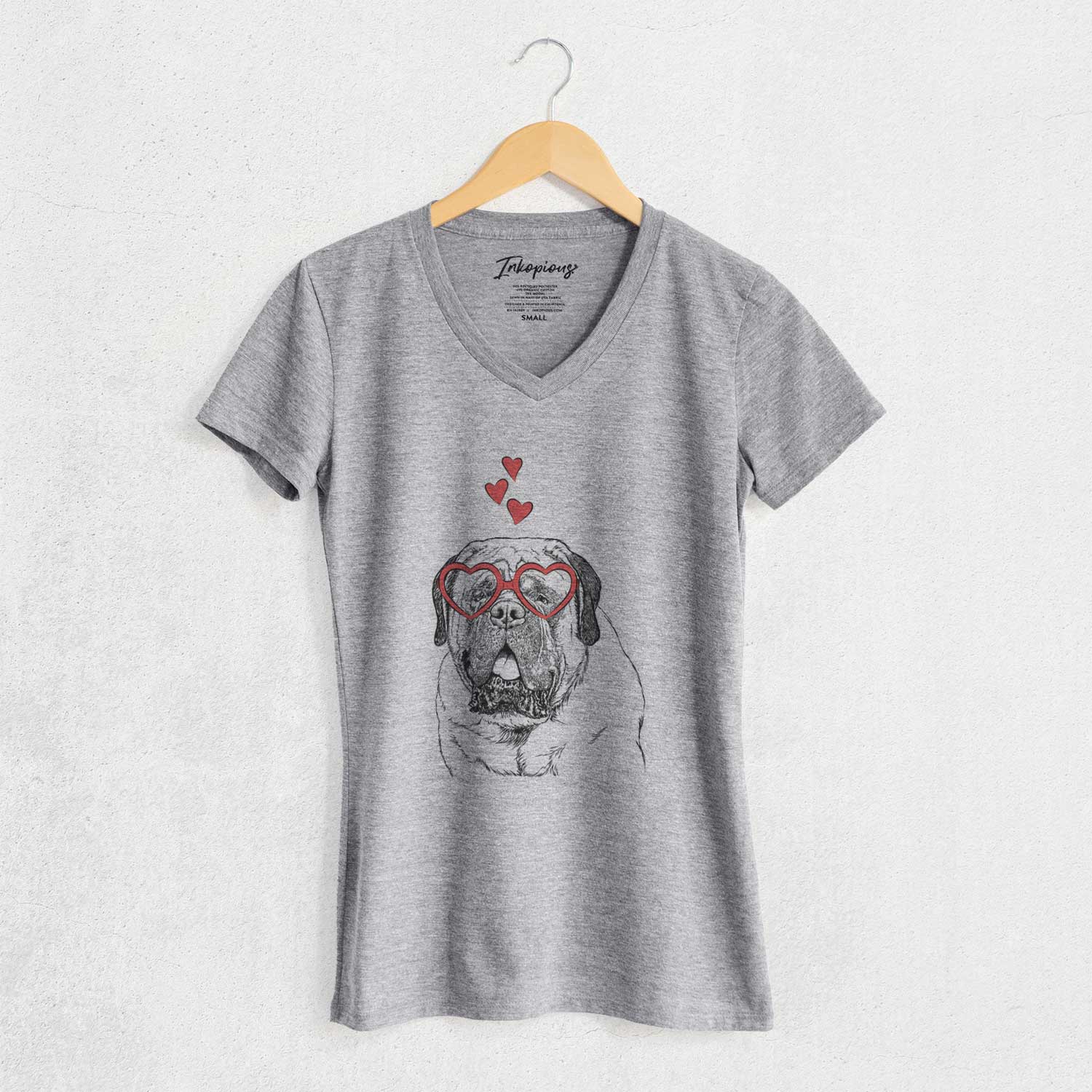 Valentine Jed the English Mastiff - Women's V-neck Shirt