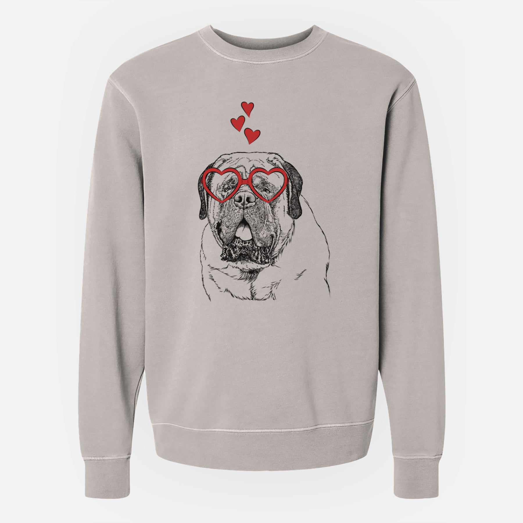 Valentine Jed the English Mastiff - Unisex Pigment Dyed Crew Sweatshirt
