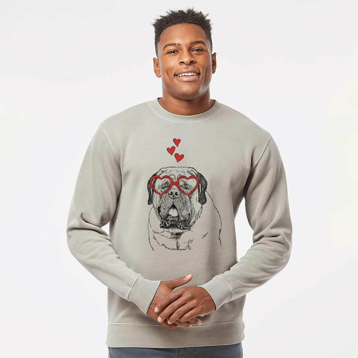Valentine Jed the English Mastiff - Unisex Pigment Dyed Crew Sweatshirt