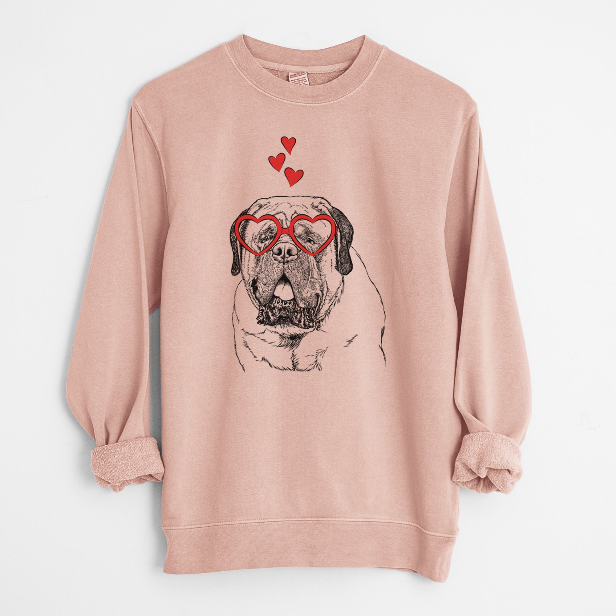 Valentine Jed the English Mastiff - Unisex Pigment Dyed Crew Sweatshirt