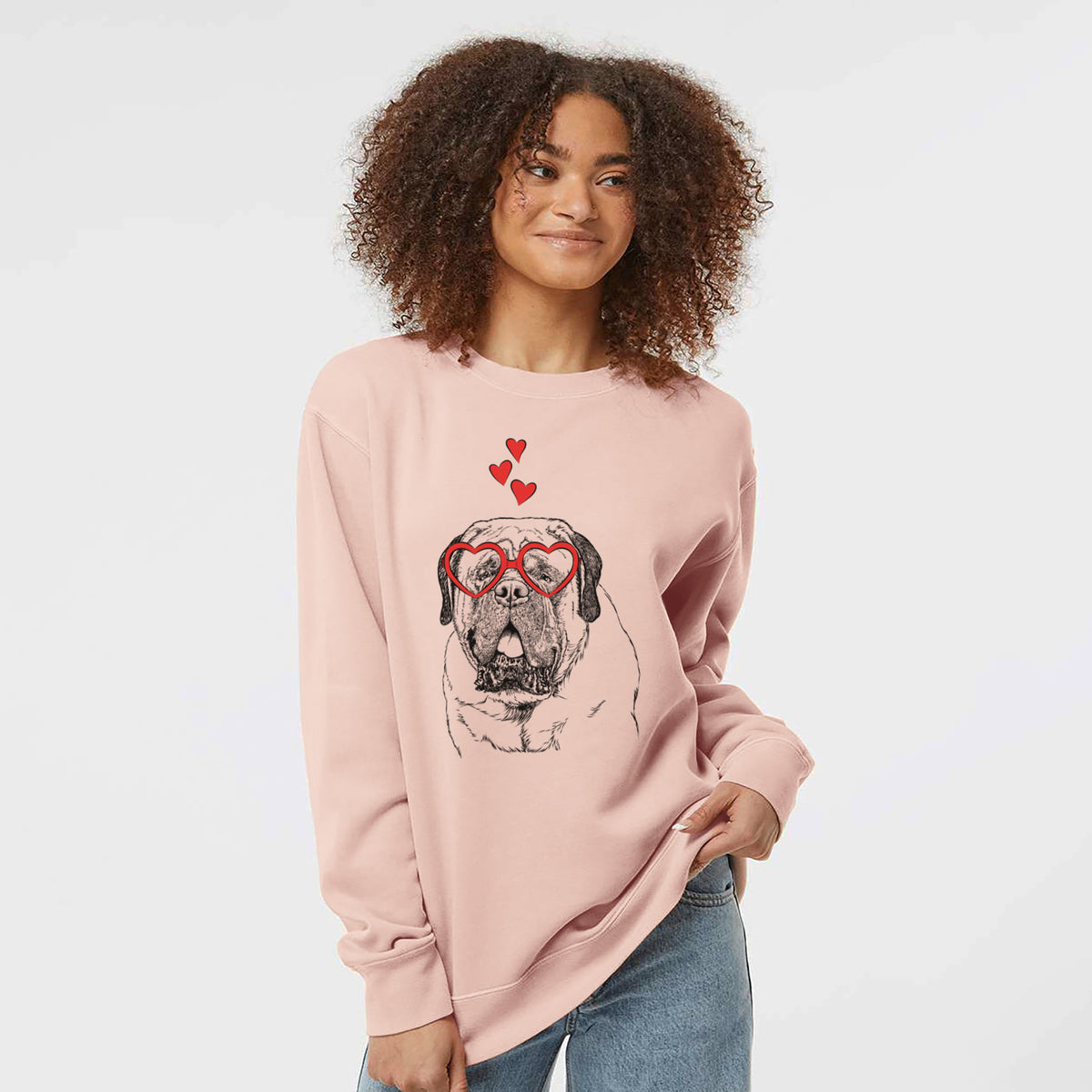 Valentine Jed the English Mastiff - Unisex Pigment Dyed Crew Sweatshirt