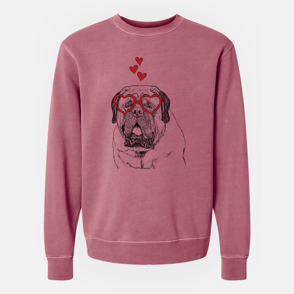 Valentine Jed the English Mastiff - Unisex Pigment Dyed Crew Sweatshirt