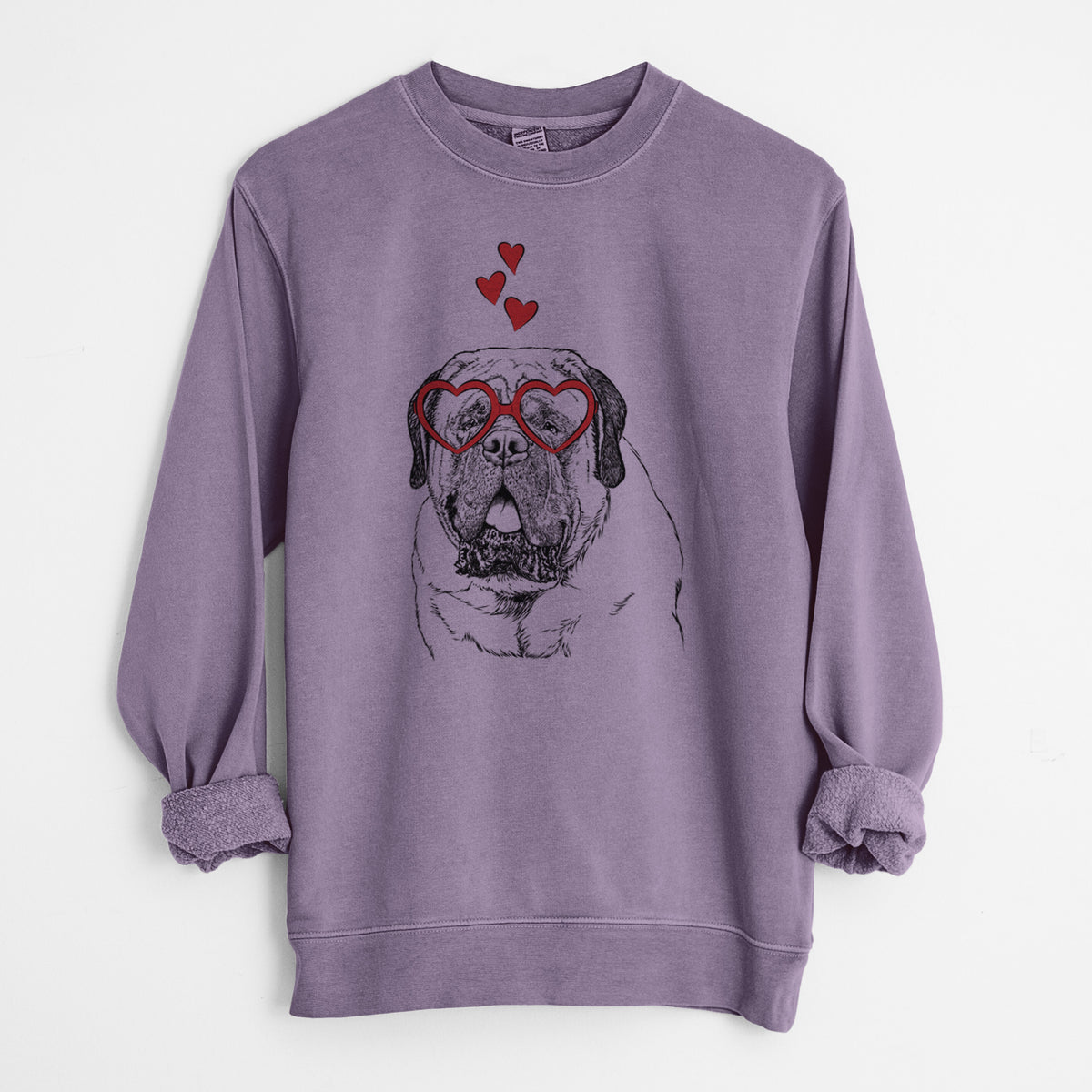 Valentine Jed the English Mastiff - Unisex Pigment Dyed Crew Sweatshirt