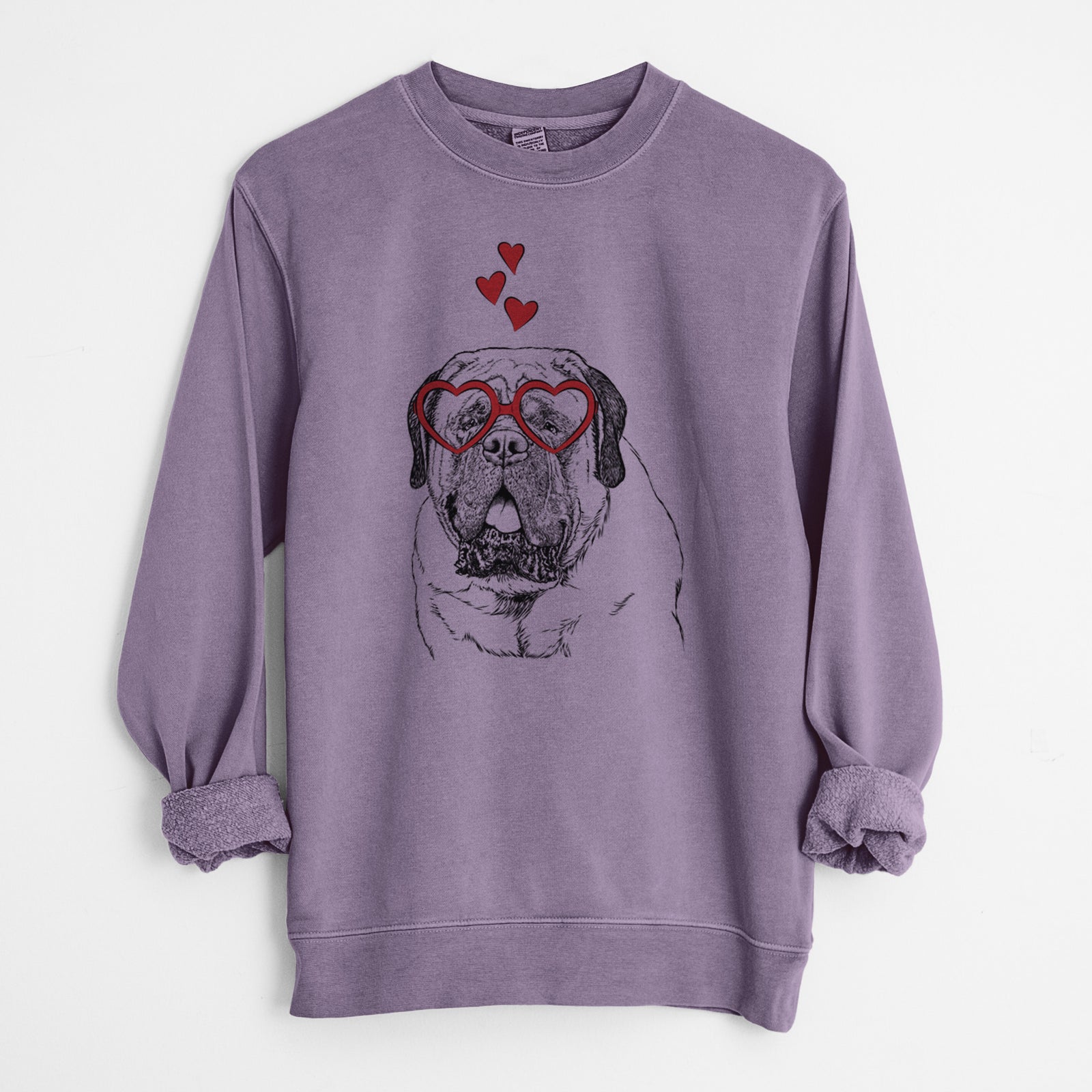 Valentine Jed the English Mastiff - Unisex Pigment Dyed Crew Sweatshirt