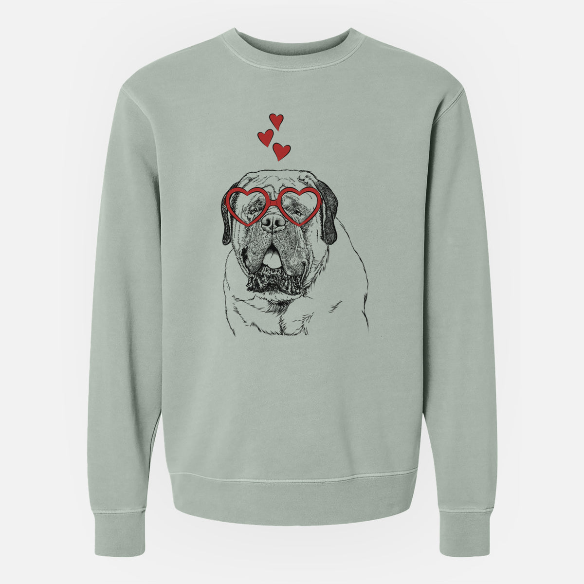 Valentine Jed the English Mastiff - Unisex Pigment Dyed Crew Sweatshirt