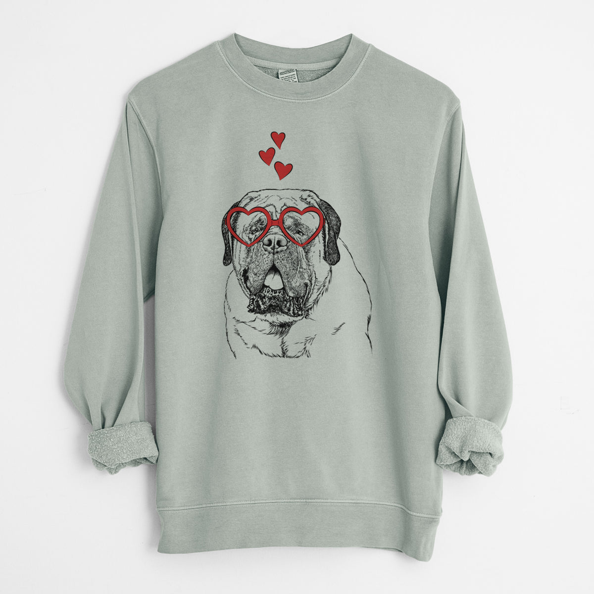 Valentine Jed the English Mastiff - Unisex Pigment Dyed Crew Sweatshirt