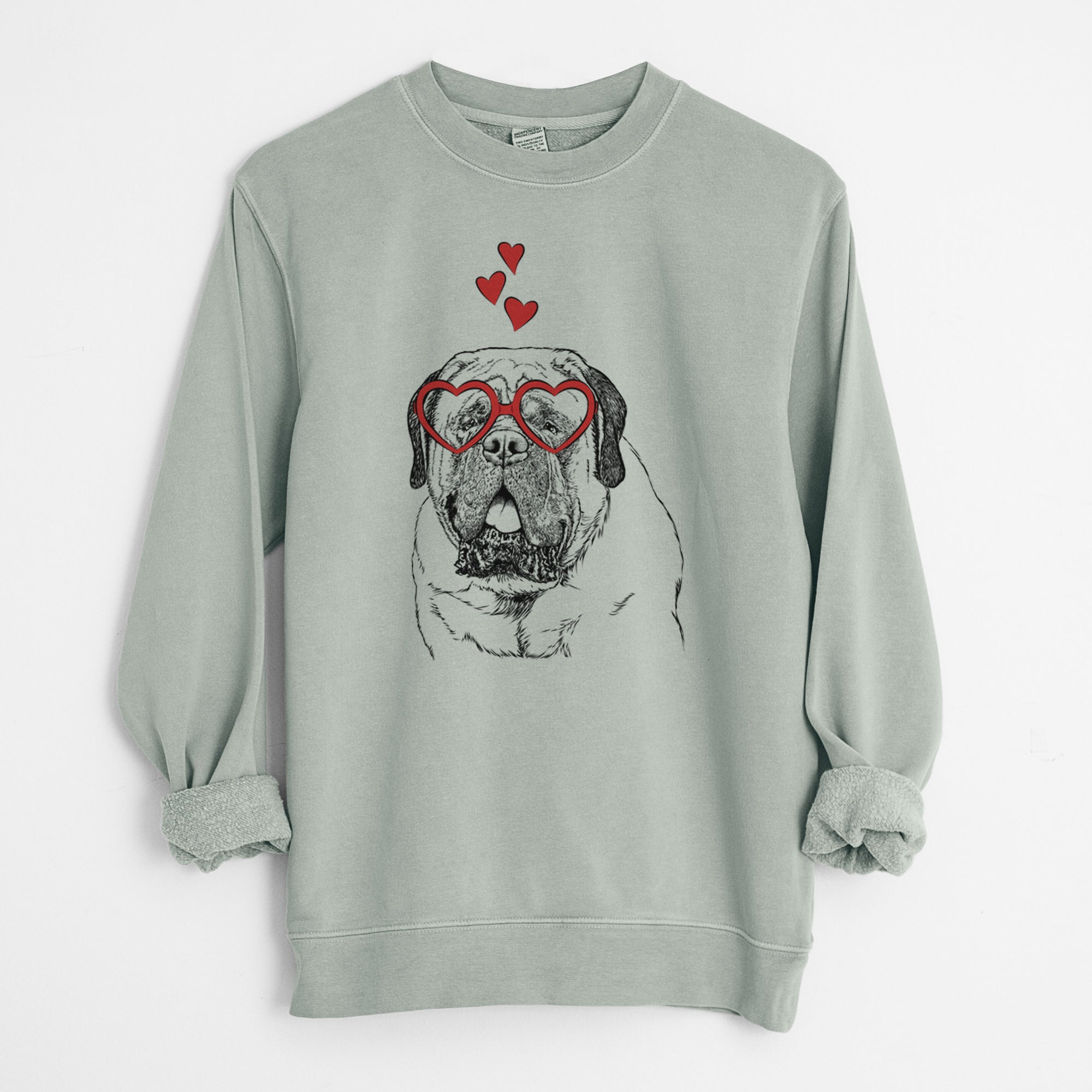 Valentine Jed the English Mastiff - Unisex Pigment Dyed Crew Sweatshirt
