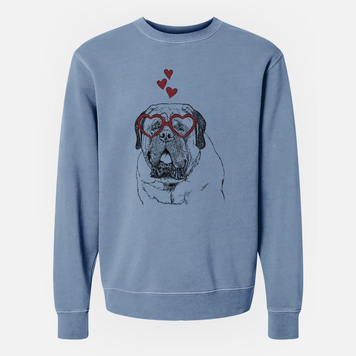 Valentine Jed the English Mastiff - Unisex Pigment Dyed Crew Sweatshirt