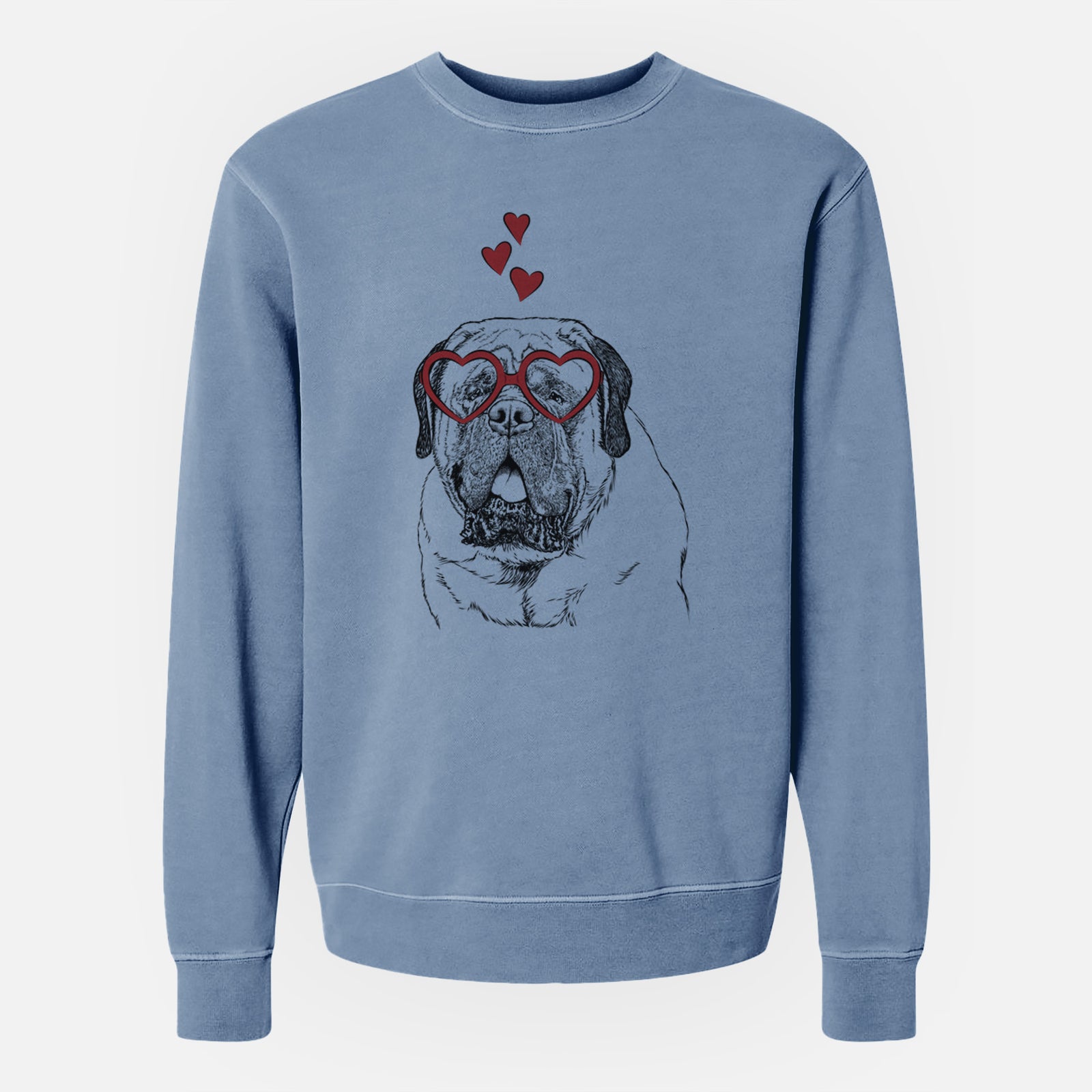 Valentine Jed the English Mastiff - Unisex Pigment Dyed Crew Sweatshirt