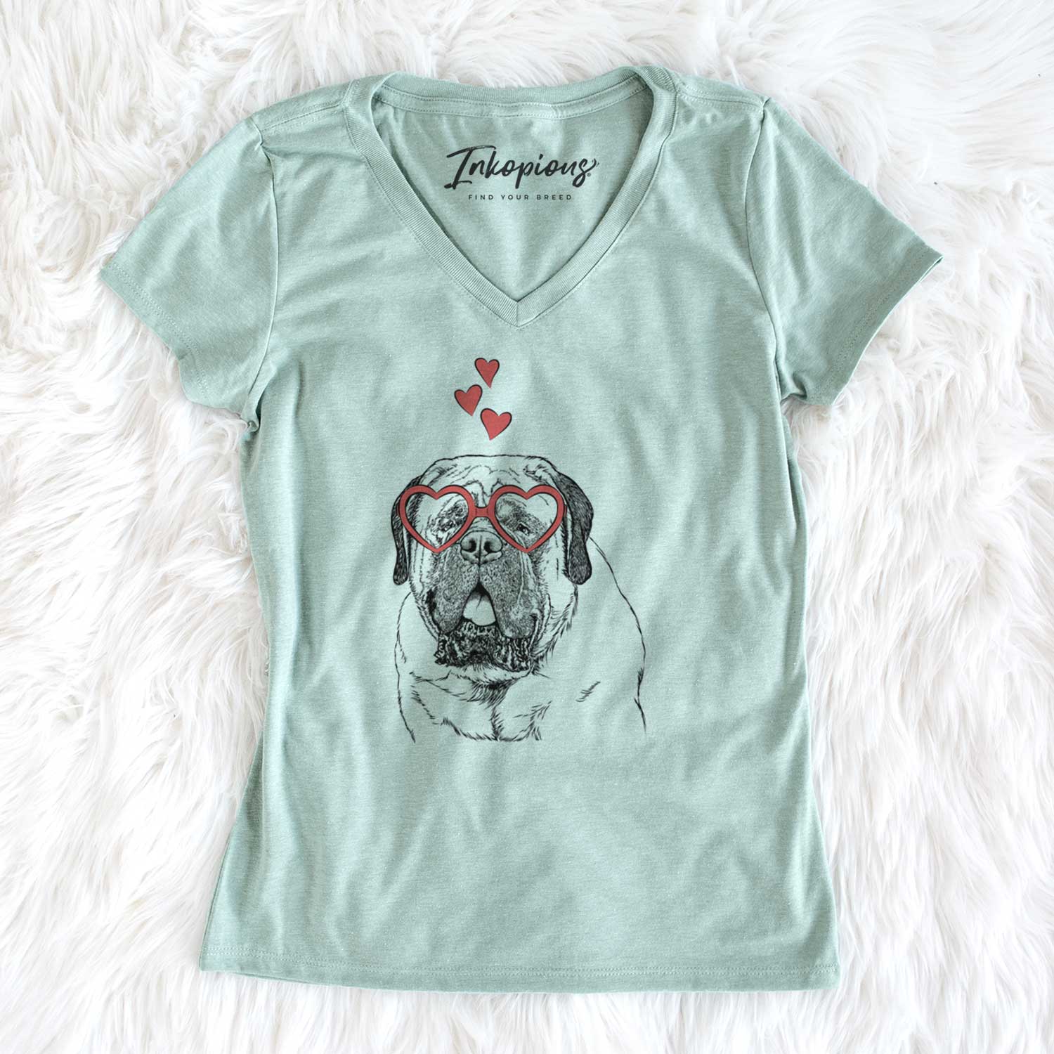 Valentine Jed the English Mastiff - Women's V-neck Shirt