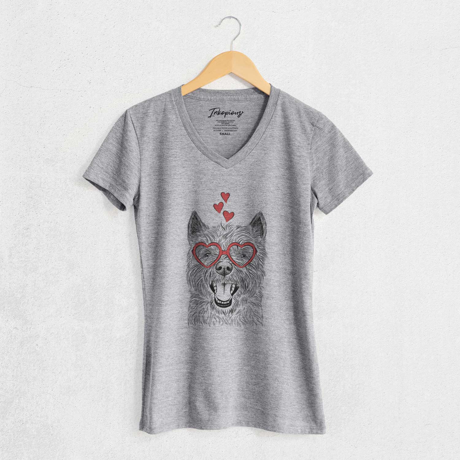 Valentine Jeff the Cairn Terrier - Women's V-neck Shirt