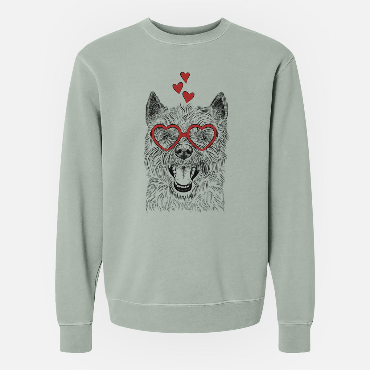 Valentine Jeff the Cairn Terrier - Unisex Pigment Dyed Crew Sweatshirt