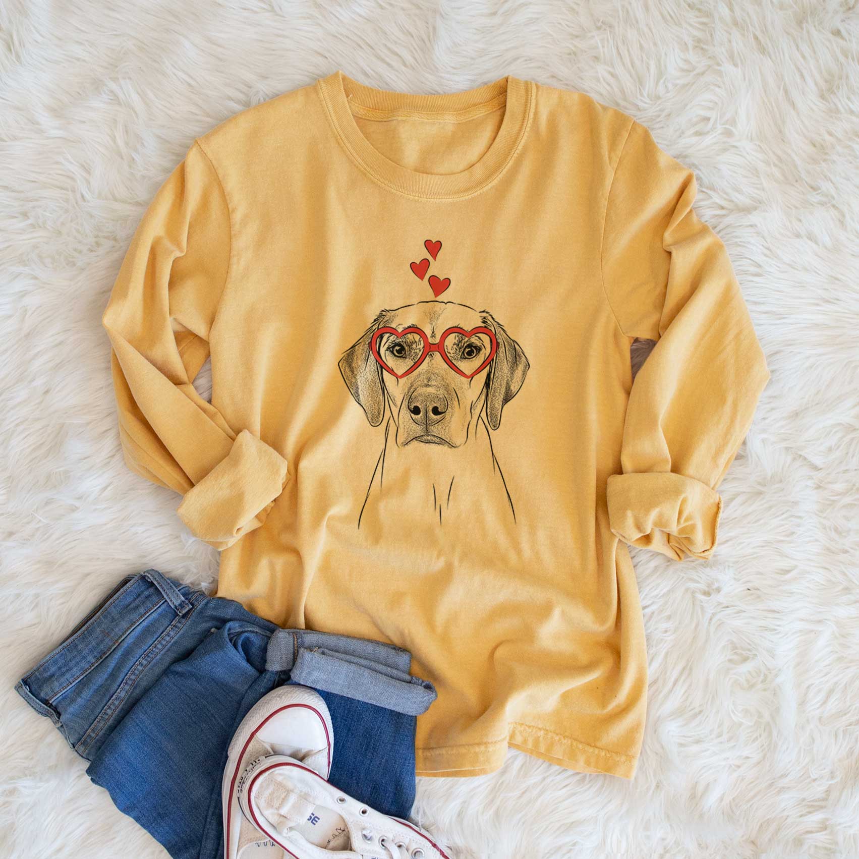 Valentine Jenga the Rhodesian Ridgeback - Heavyweight 100% Cotton Long Sleeve