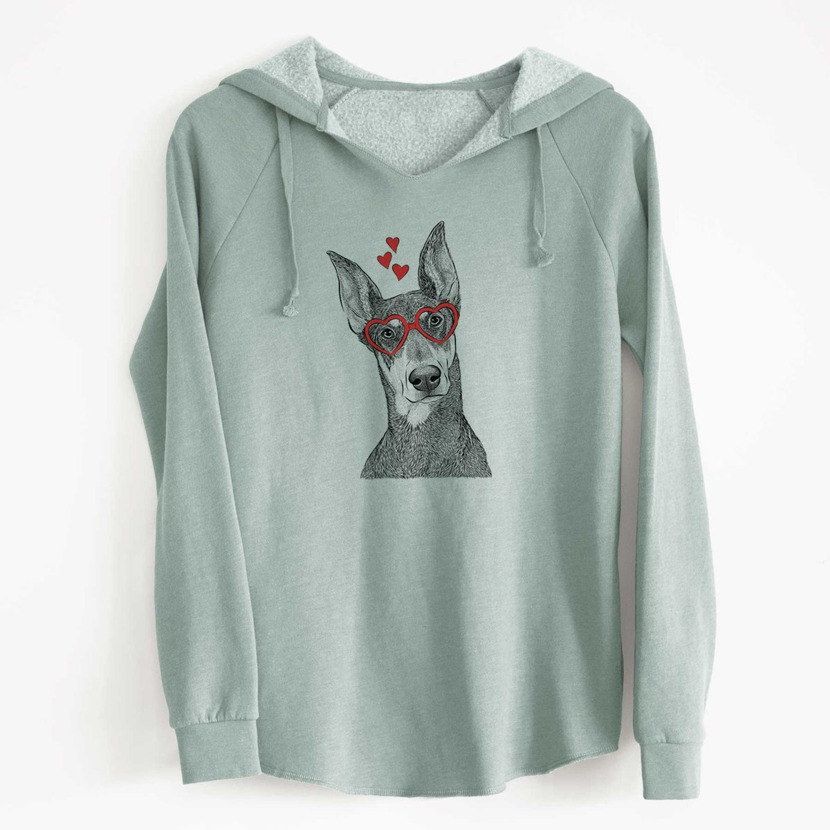 Valentine Jenna the Doberman Pinscher - Cali Wave Hooded Sweatshirt
