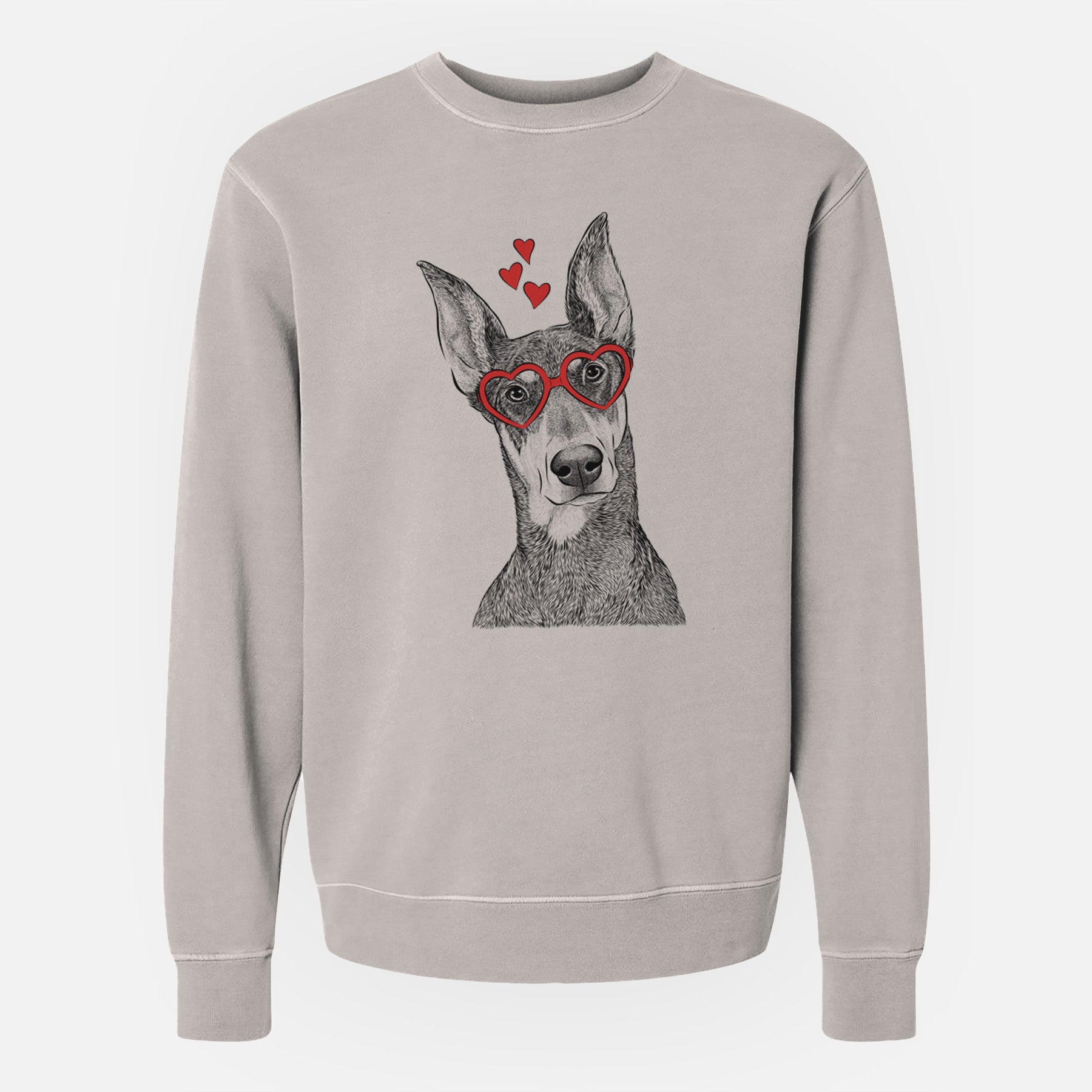 Valentine Jenna the Doberman Pinscher - Unisex Pigment Dyed Crew Sweatshirt