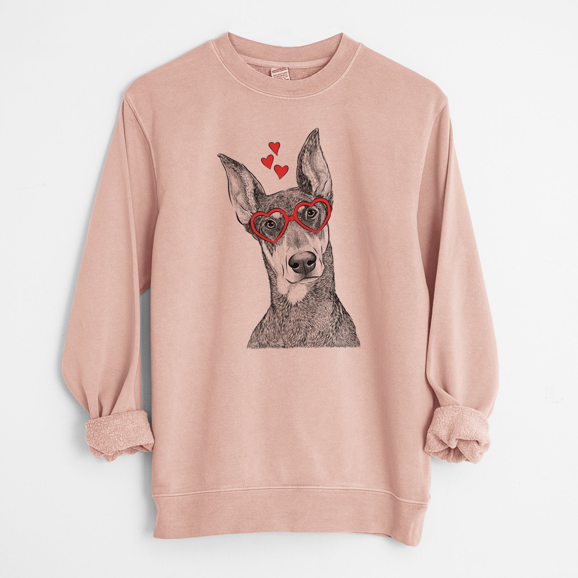 Valentine Jenna the Doberman Pinscher - Unisex Pigment Dyed Crew Sweatshirt