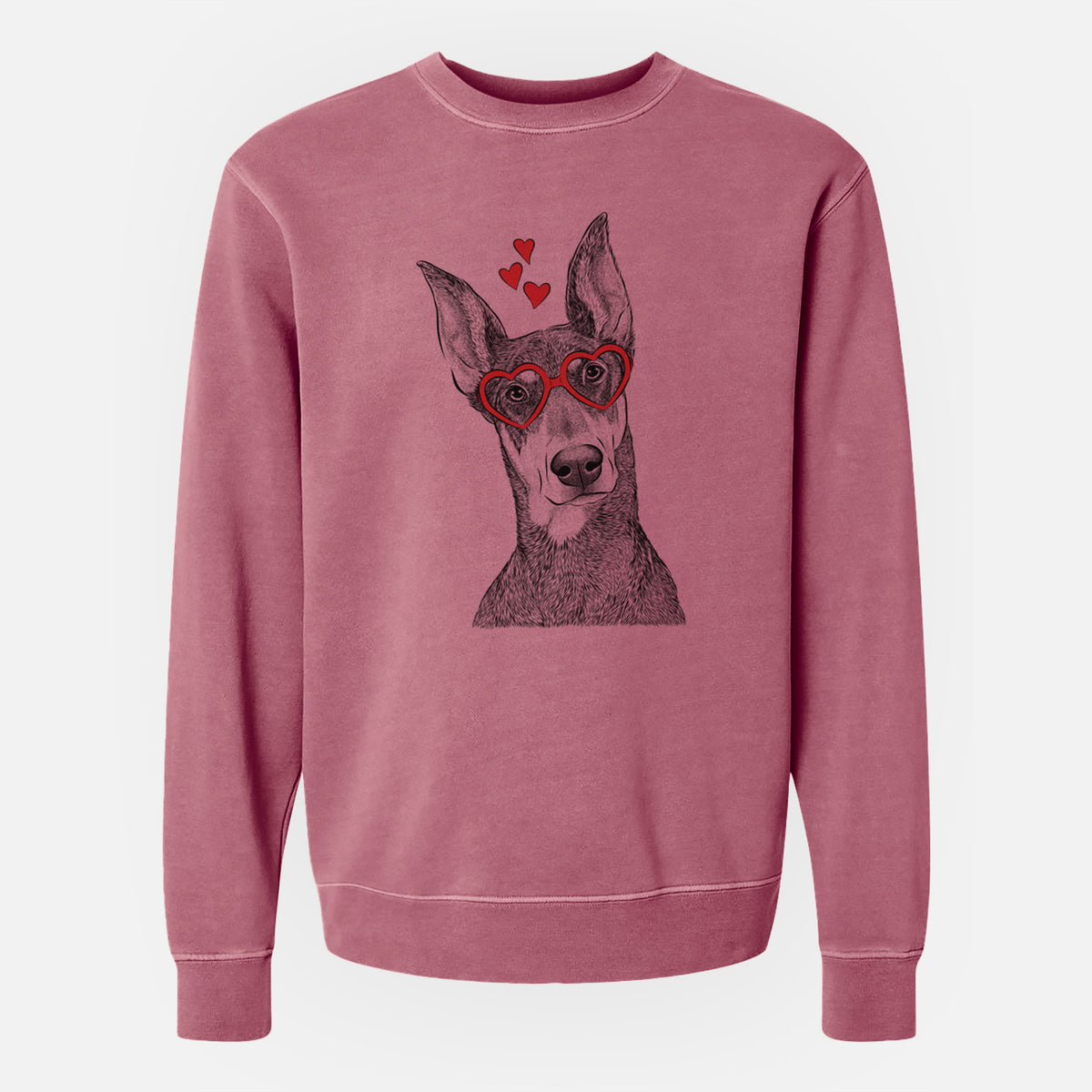 Valentine Jenna the Doberman Pinscher - Unisex Pigment Dyed Crew Sweatshirt