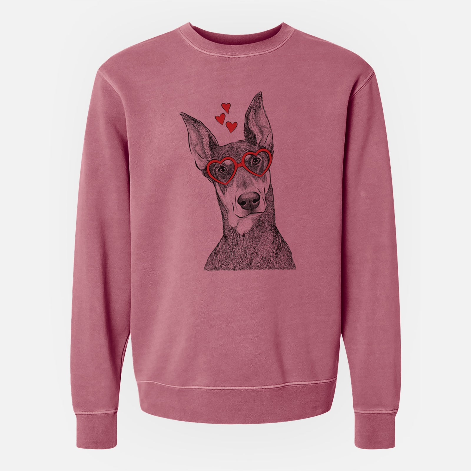 Valentine Jenna the Doberman Pinscher - Unisex Pigment Dyed Crew Sweatshirt