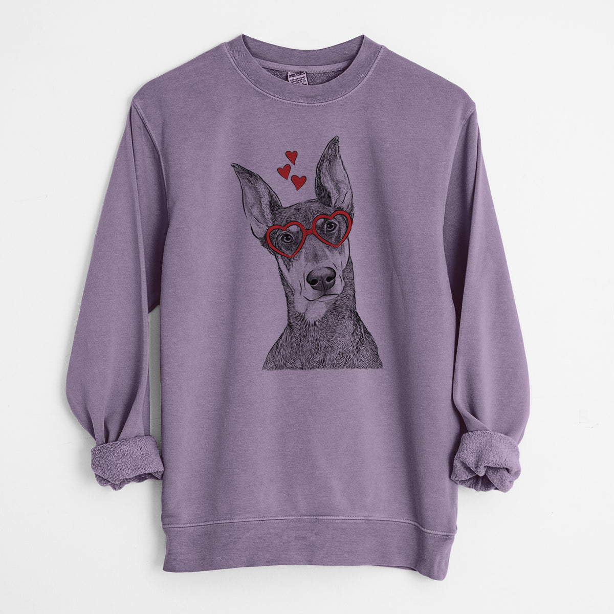 Valentine Jenna the Doberman Pinscher - Unisex Pigment Dyed Crew Sweatshirt