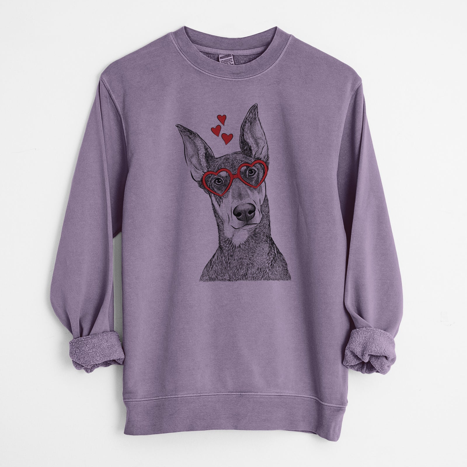 Valentine Jenna the Doberman Pinscher - Unisex Pigment Dyed Crew Sweatshirt