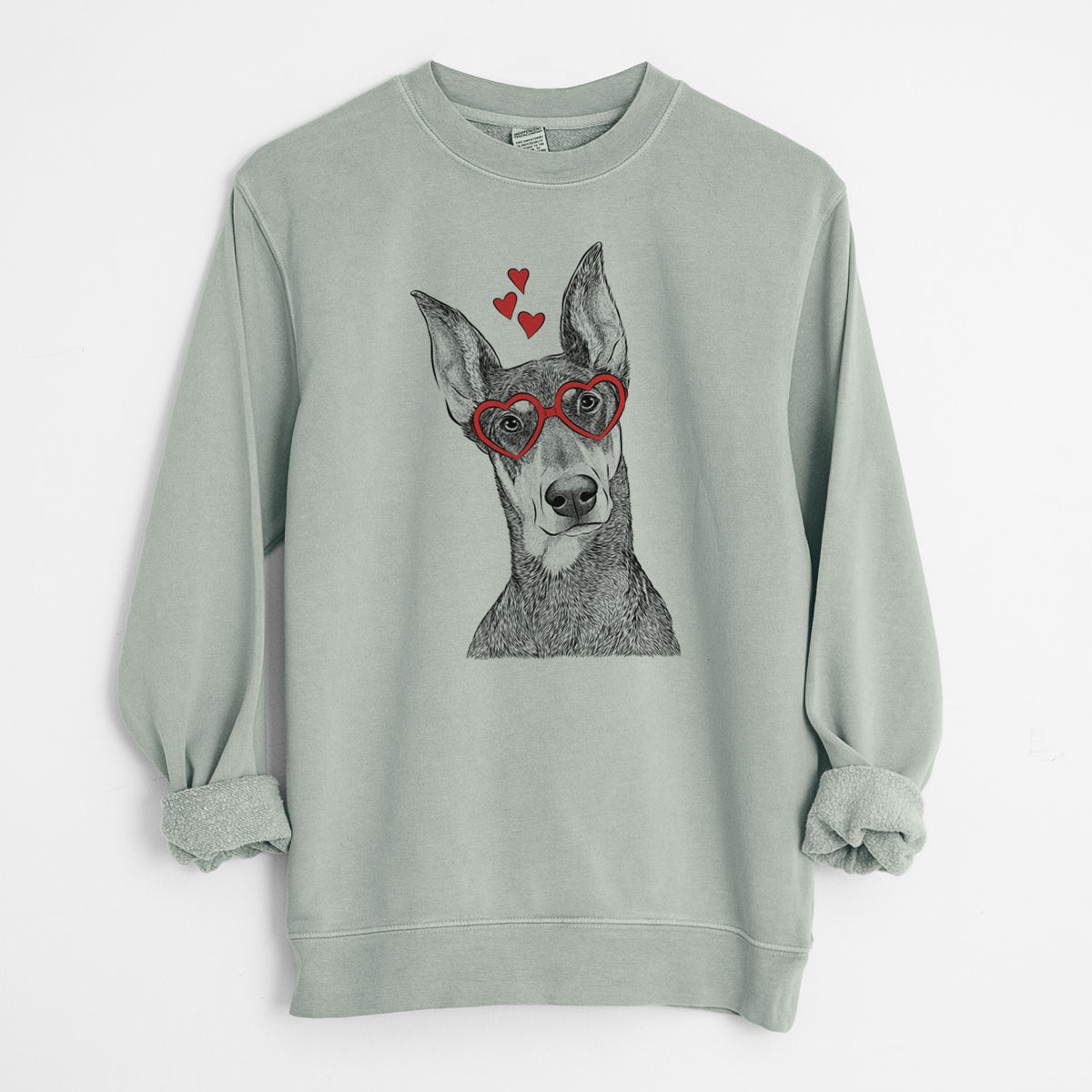 Valentine Jenna the Doberman Pinscher - Unisex Pigment Dyed Crew Sweatshirt