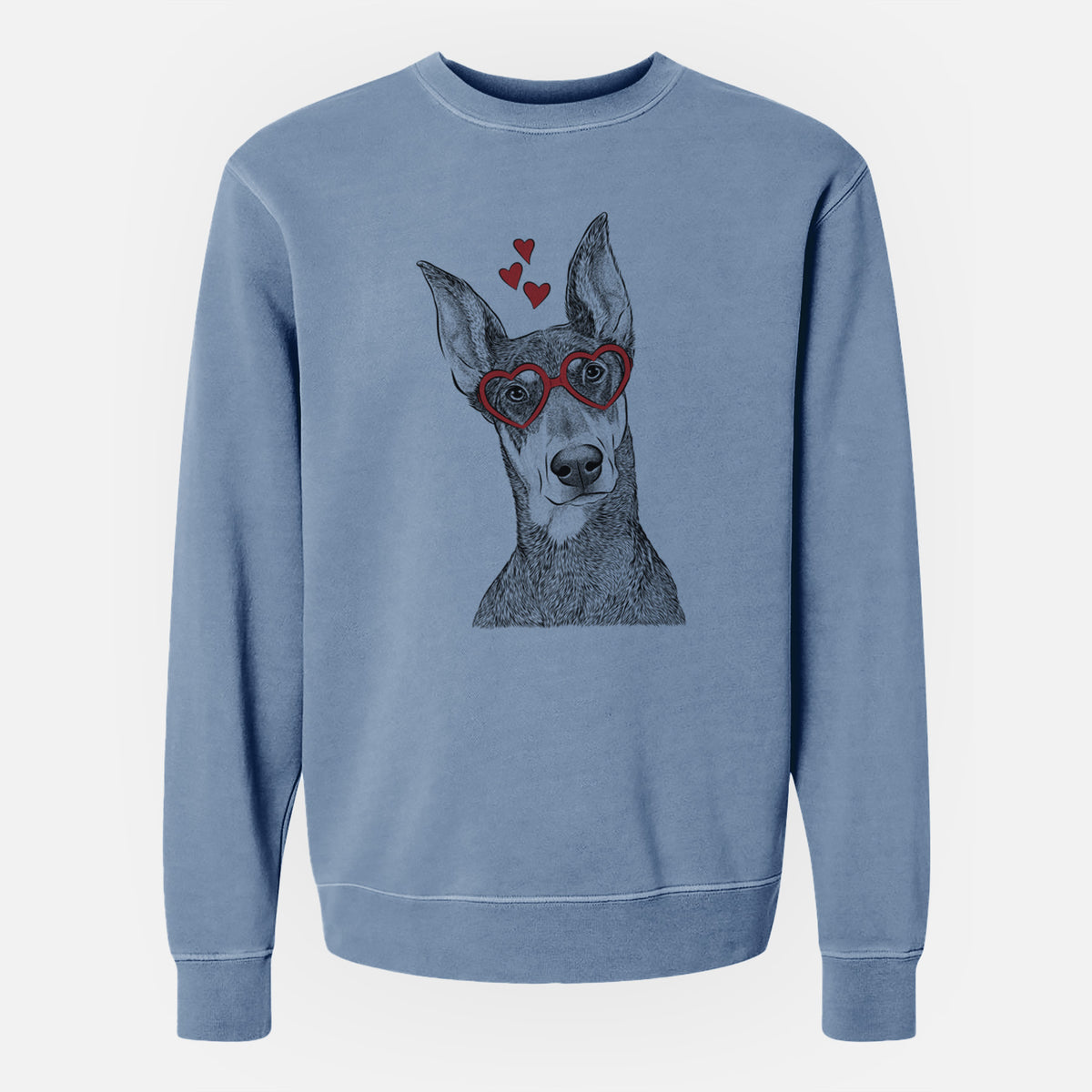 Valentine Jenna the Doberman Pinscher - Unisex Pigment Dyed Crew Sweatshirt