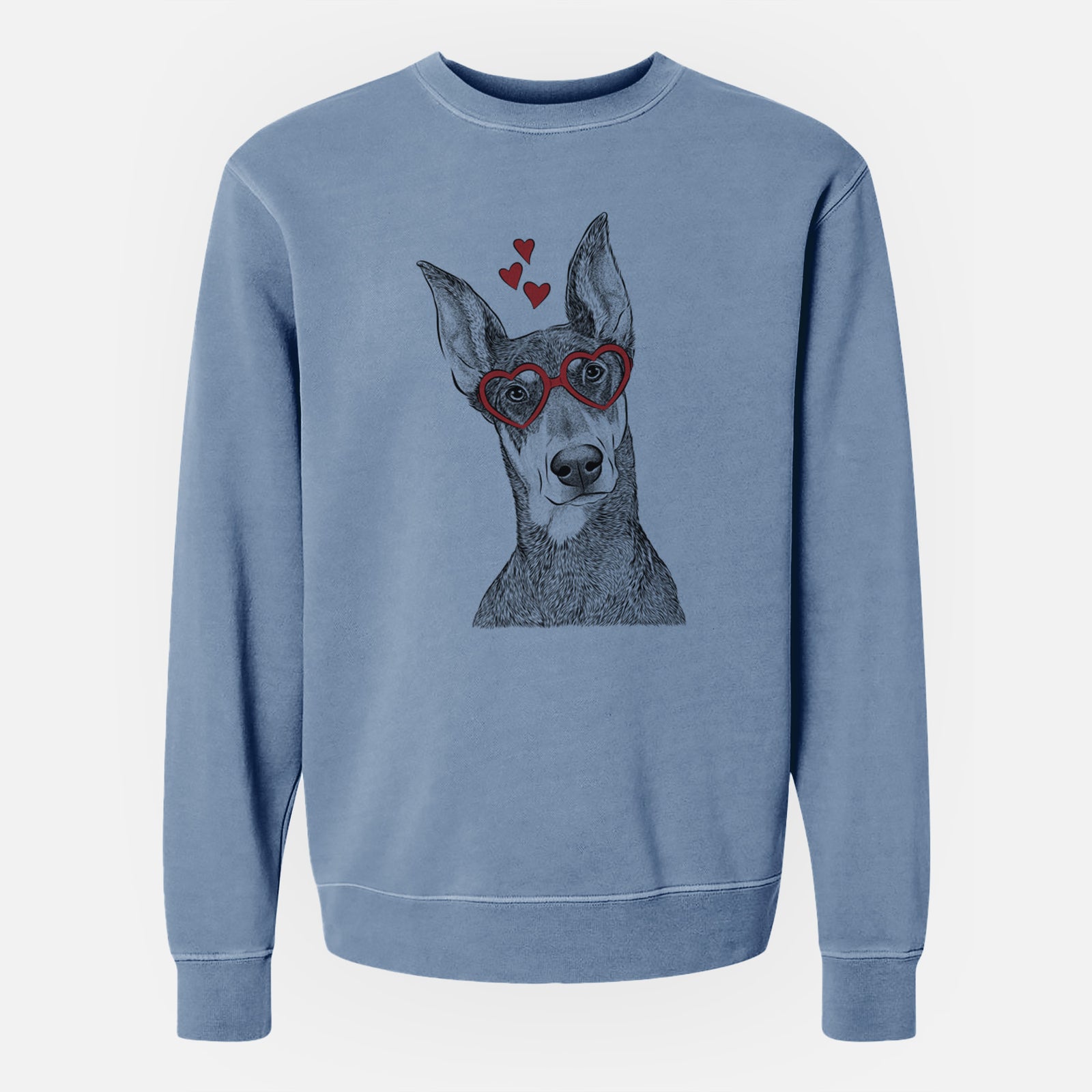 Valentine Jenna the Doberman Pinscher - Unisex Pigment Dyed Crew Sweatshirt