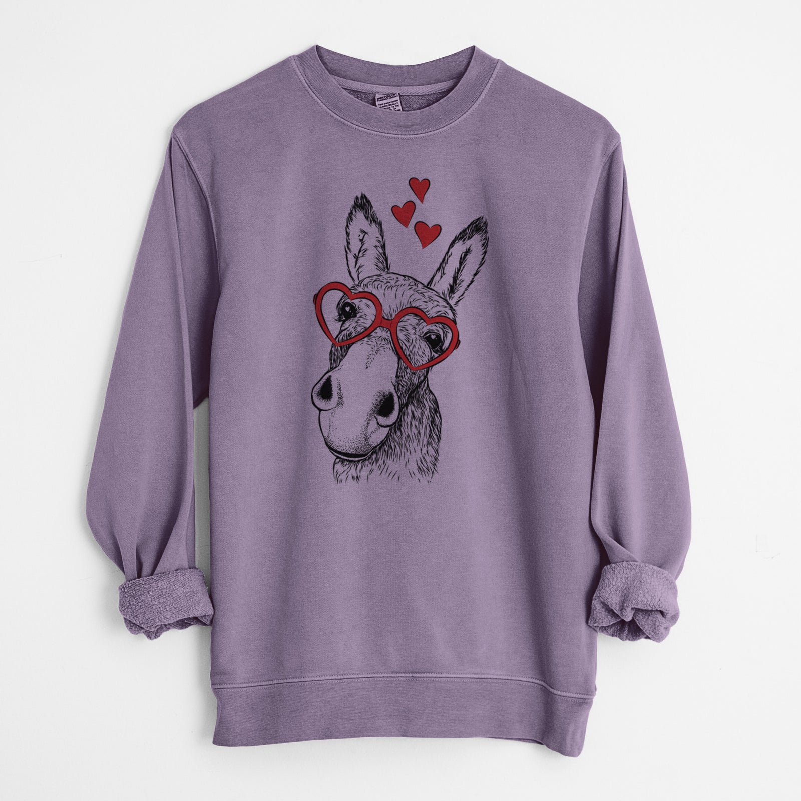 Valentine Jenny the Donkey - Unisex Pigment Dyed Crew Sweatshirt