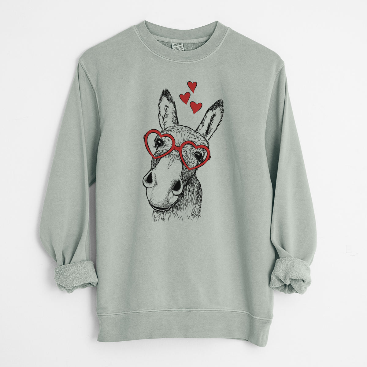 Valentine Jenny the Donkey - Unisex Pigment Dyed Crew Sweatshirt