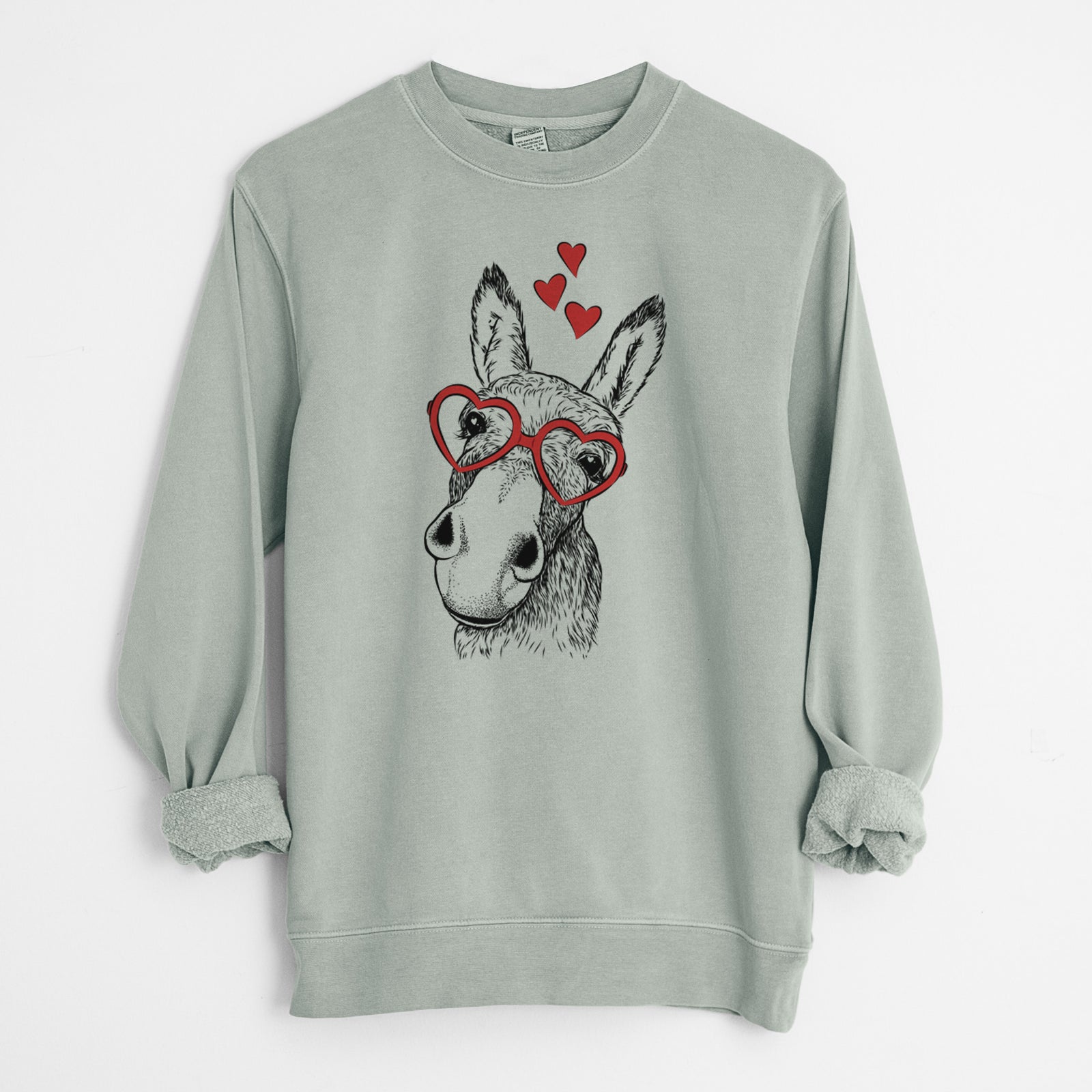 Valentine Jenny the Donkey - Unisex Pigment Dyed Crew Sweatshirt