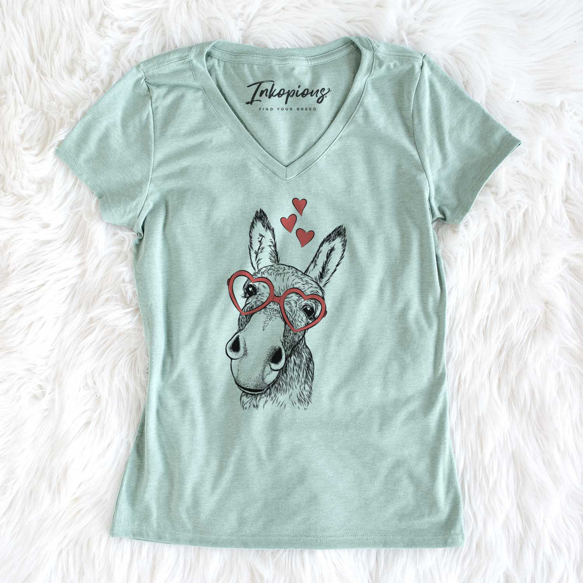 Valentine Jenny the Donkey - Women's V-neck Shirt